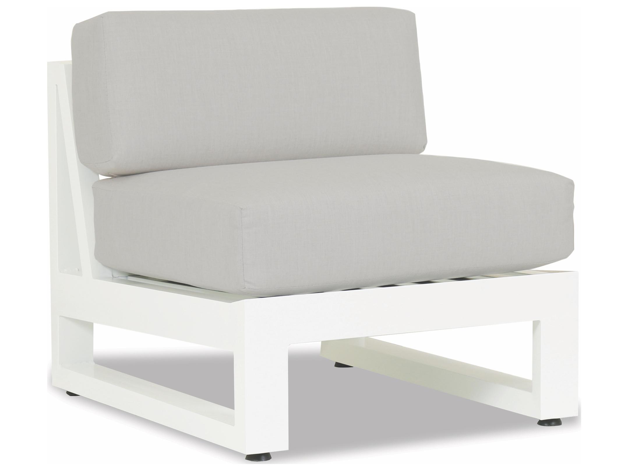 Sunset West Newport Frosted White Aluminum Modular Patio Lounge Chair in Cast Silver