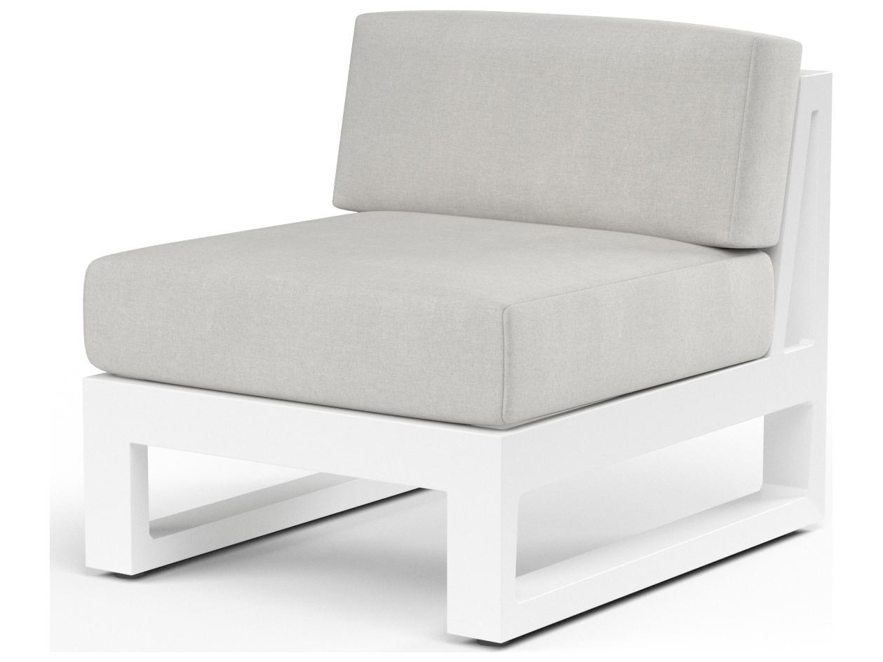 Sunset West Newport Frosted White Aluminum Modular Patio Lounge Chair in Cast Silver