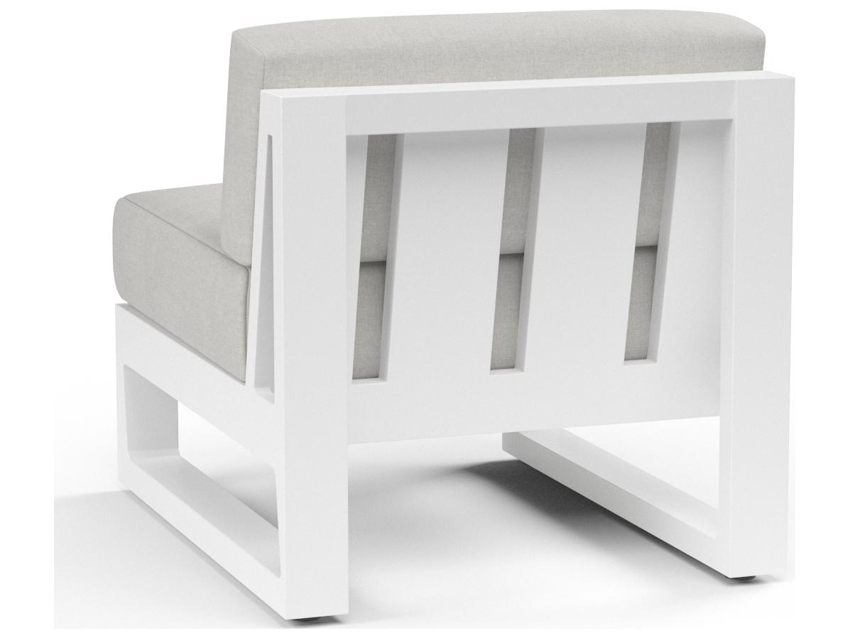 Sunset West Newport Frosted White Aluminum Modular Patio Lounge Chair in Cast Silver