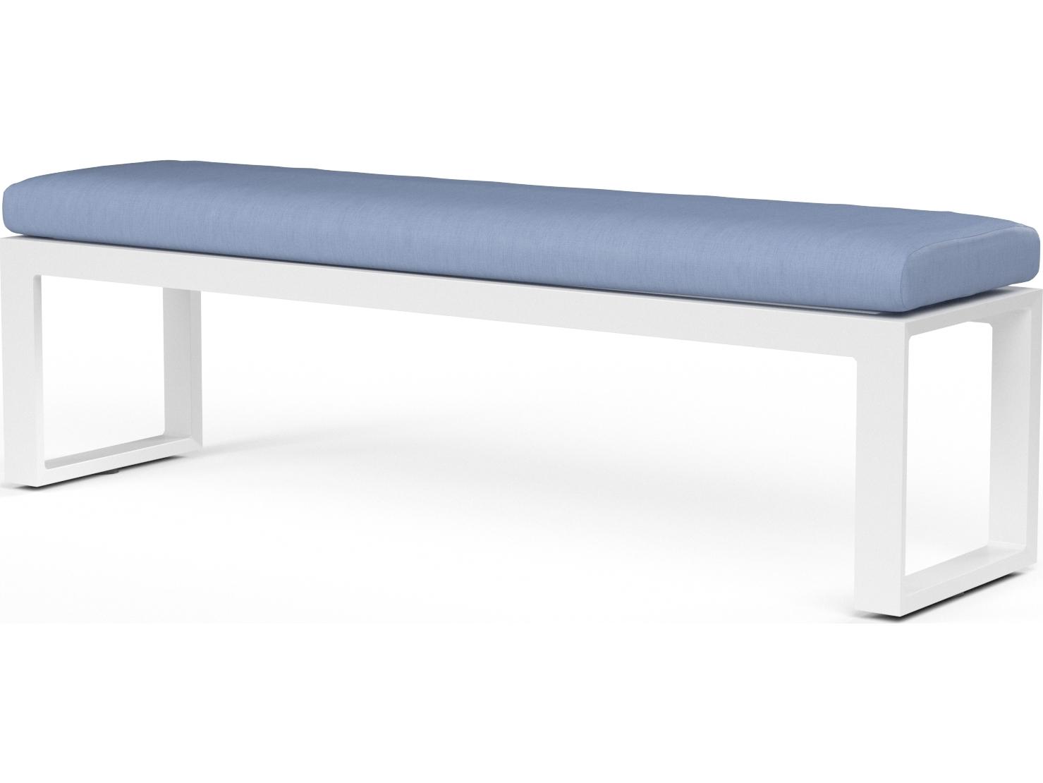 Sunset West Newport Frosted White Aluminum Cushion Patio Bench