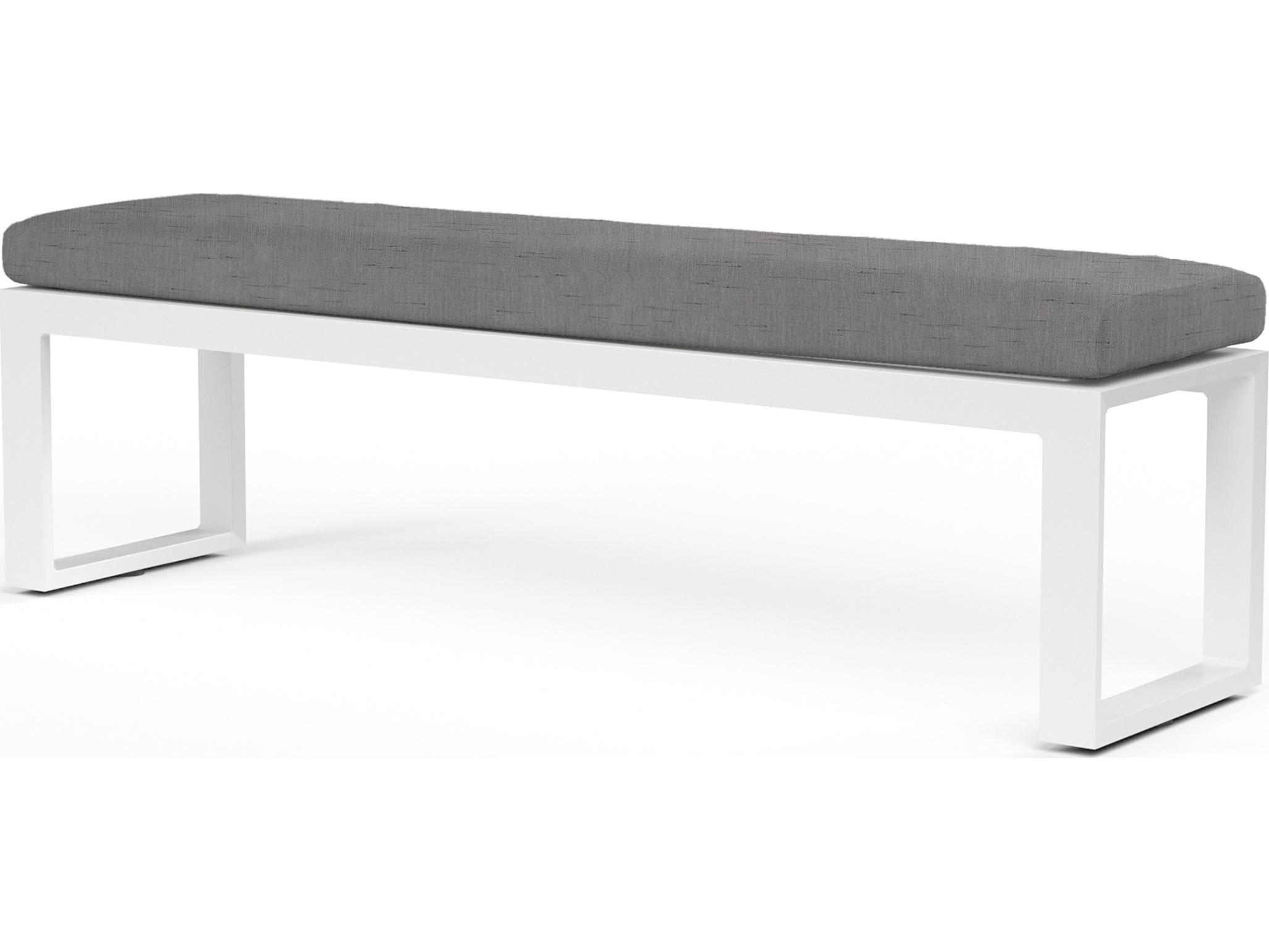 Sunset West Newport Frosted White Aluminum Cushion Patio Bench