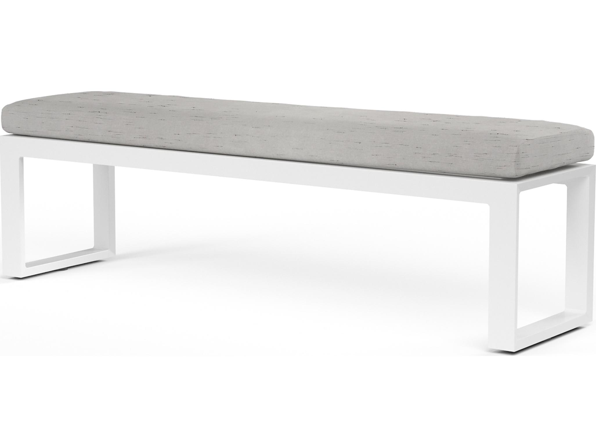 Sunset West Newport Frosted White Aluminum Cushion Patio Bench