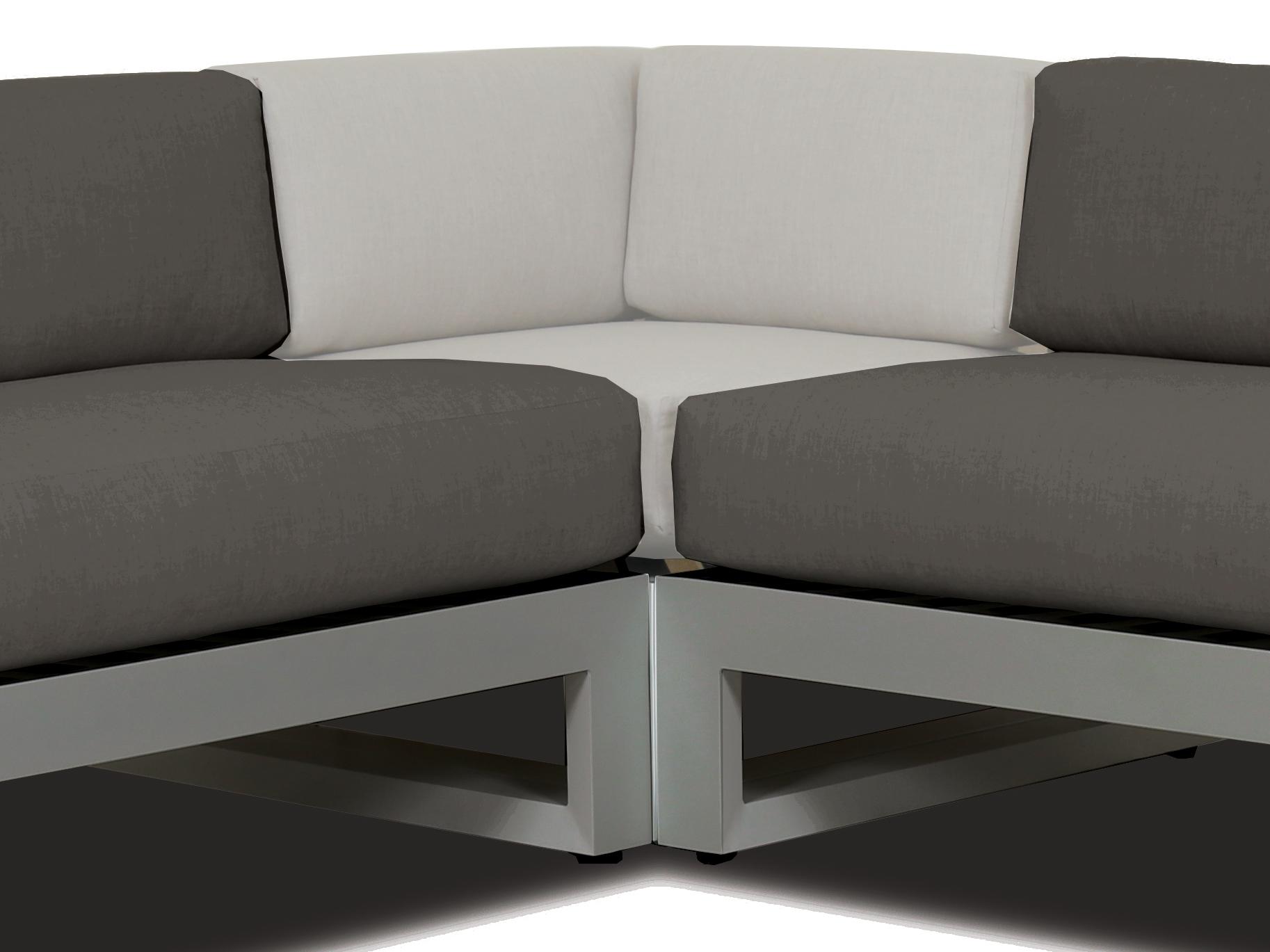 Sunset West Newport Aluminum Satin Silver Corner Outdoor Patio Lounge Chair in Cast Silver