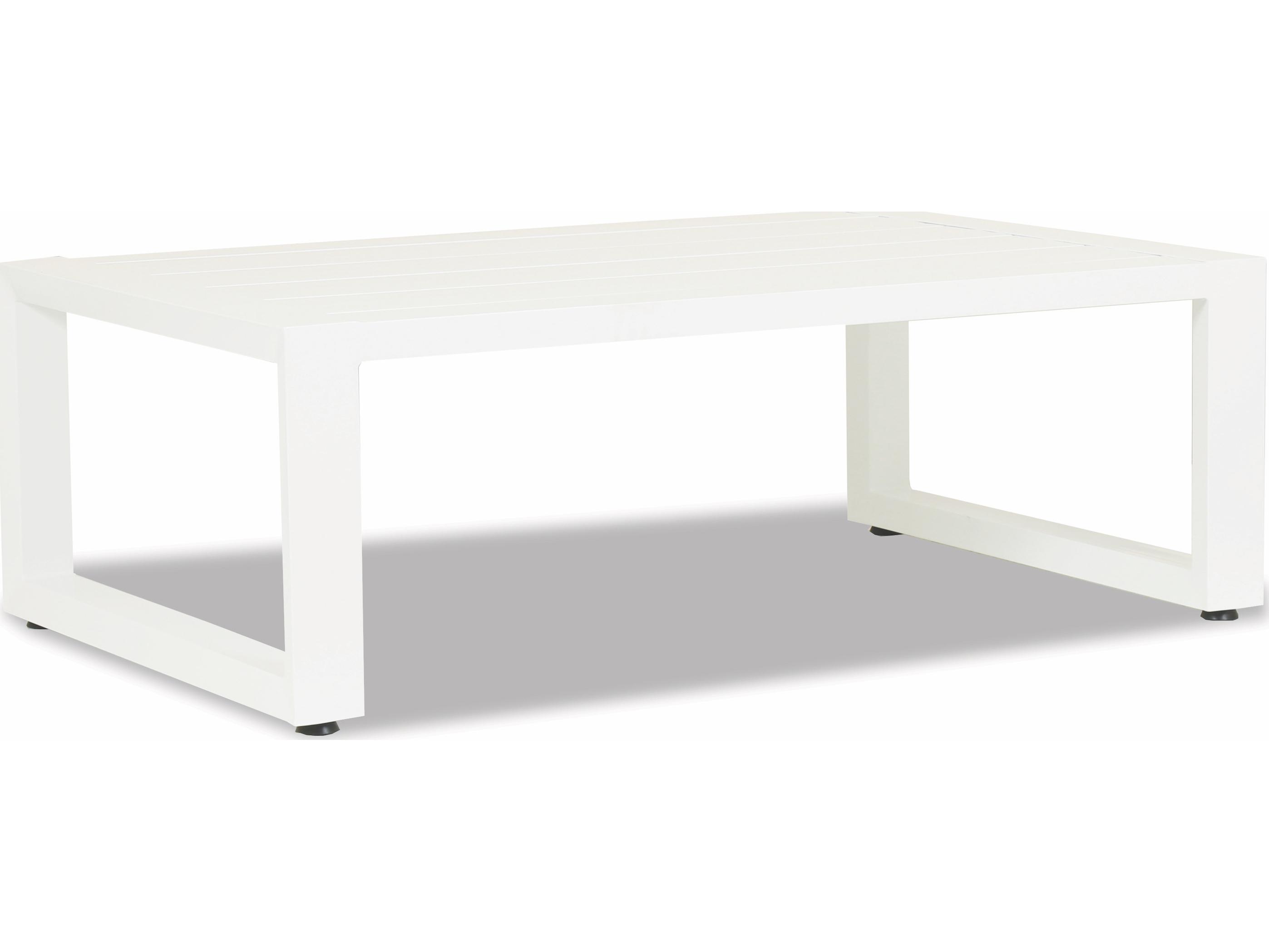 Sunset West Newport Frosted White Aluminum Rectangular Patio Coffee Table