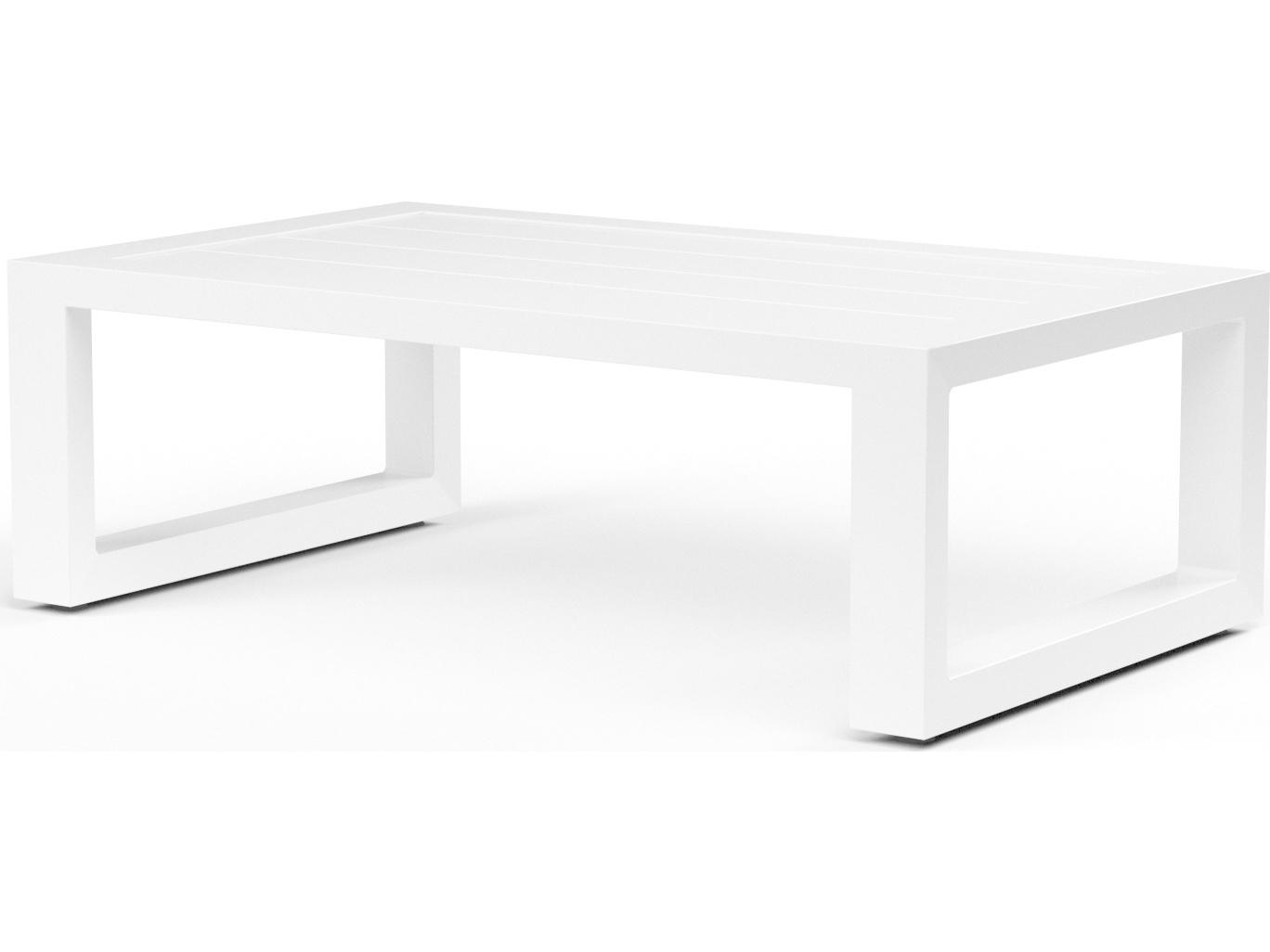 Sunset West Newport Frosted White Aluminum Rectangular Patio Coffee Table