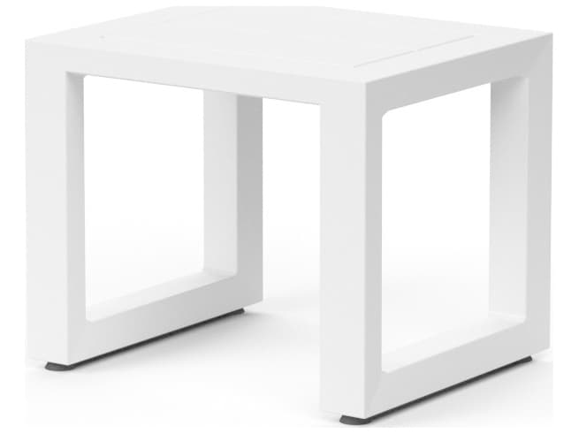 Sunset West Newport Frosted White Aluminum Square Outdoor Patio End Table