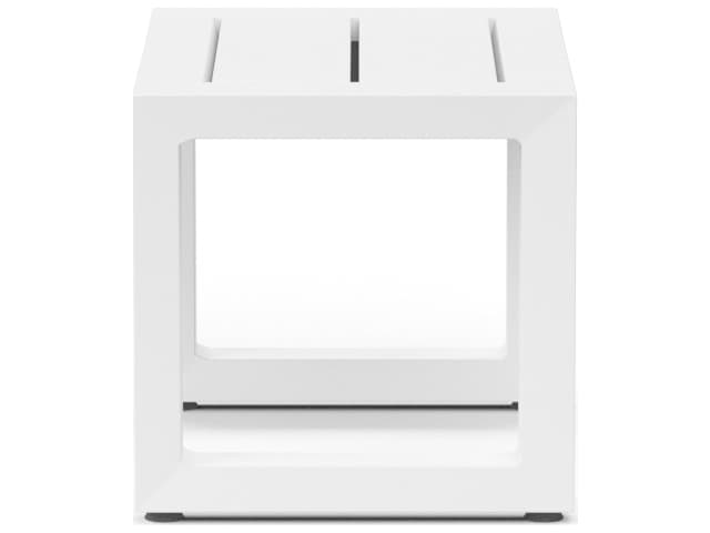 Sunset West Newport Frosted White Aluminum Square Outdoor Patio End Table