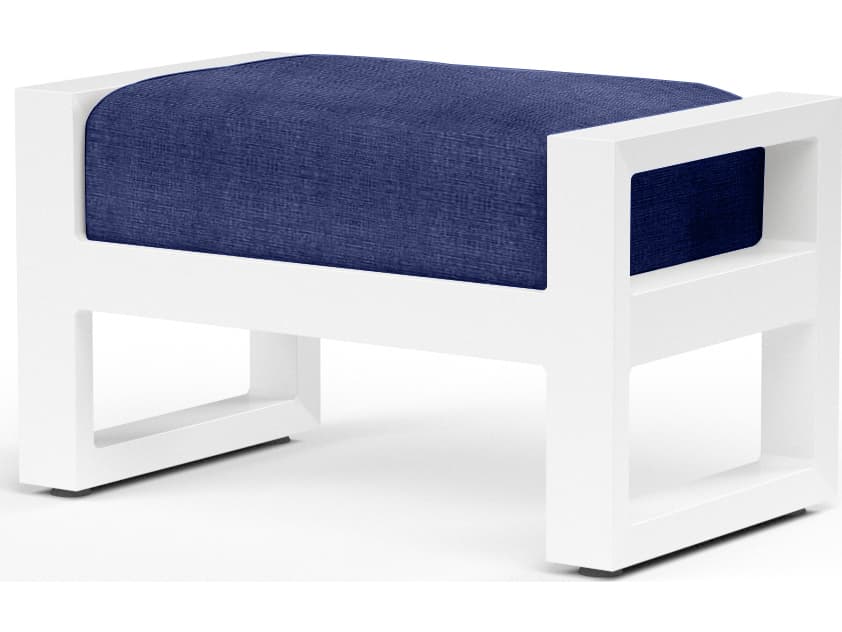 Sunset West Newport Frosted White Aluminum Outdoor Patio Ottoman