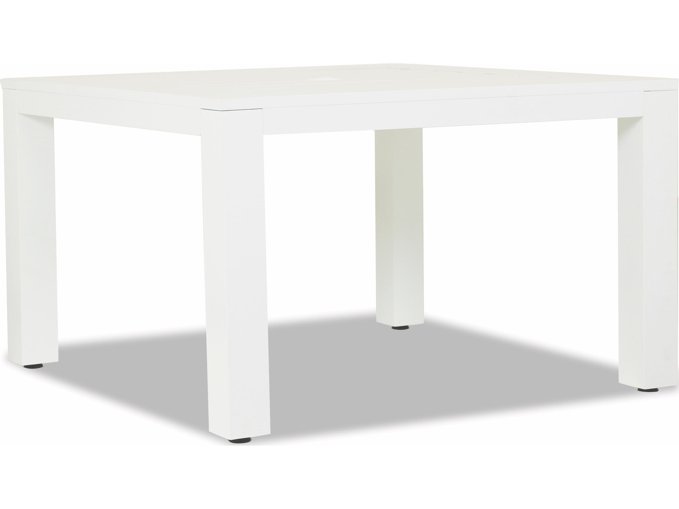 Sunset West Newport Frosted White Aluminum Square Outdoor Patio Dining Table