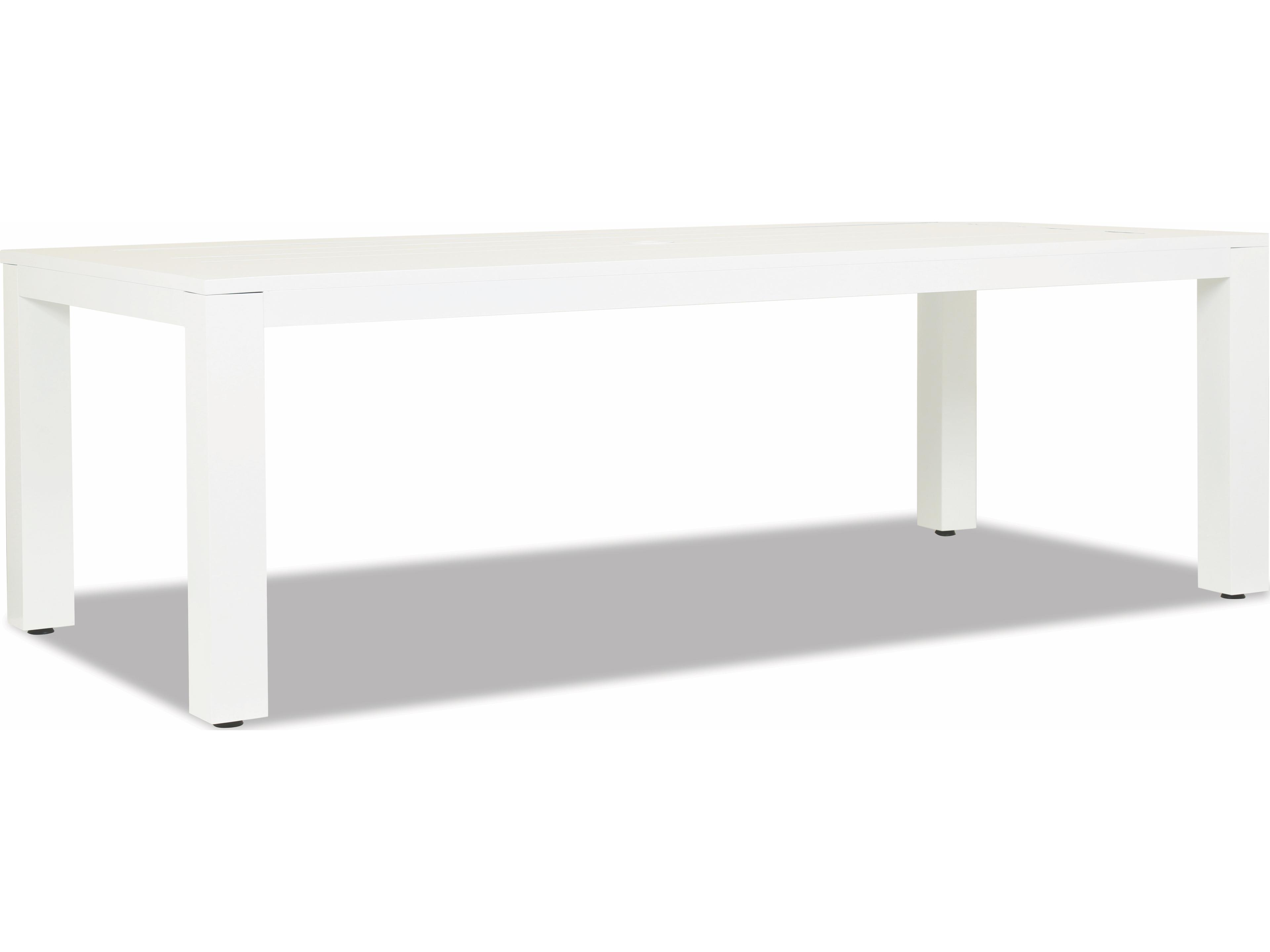 Sunset West Newport Frosted White Aluminum Rectangular Patio Dining Table