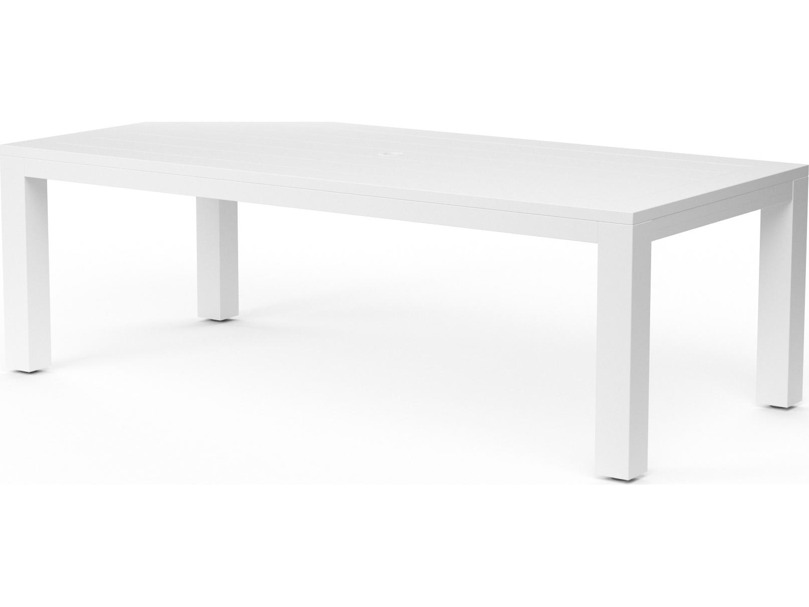 Sunset West Newport Frosted White Aluminum Rectangular Patio Dining Table