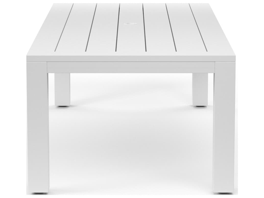 Sunset West Newport Frosted White Aluminum Rectangular Patio Dining Table