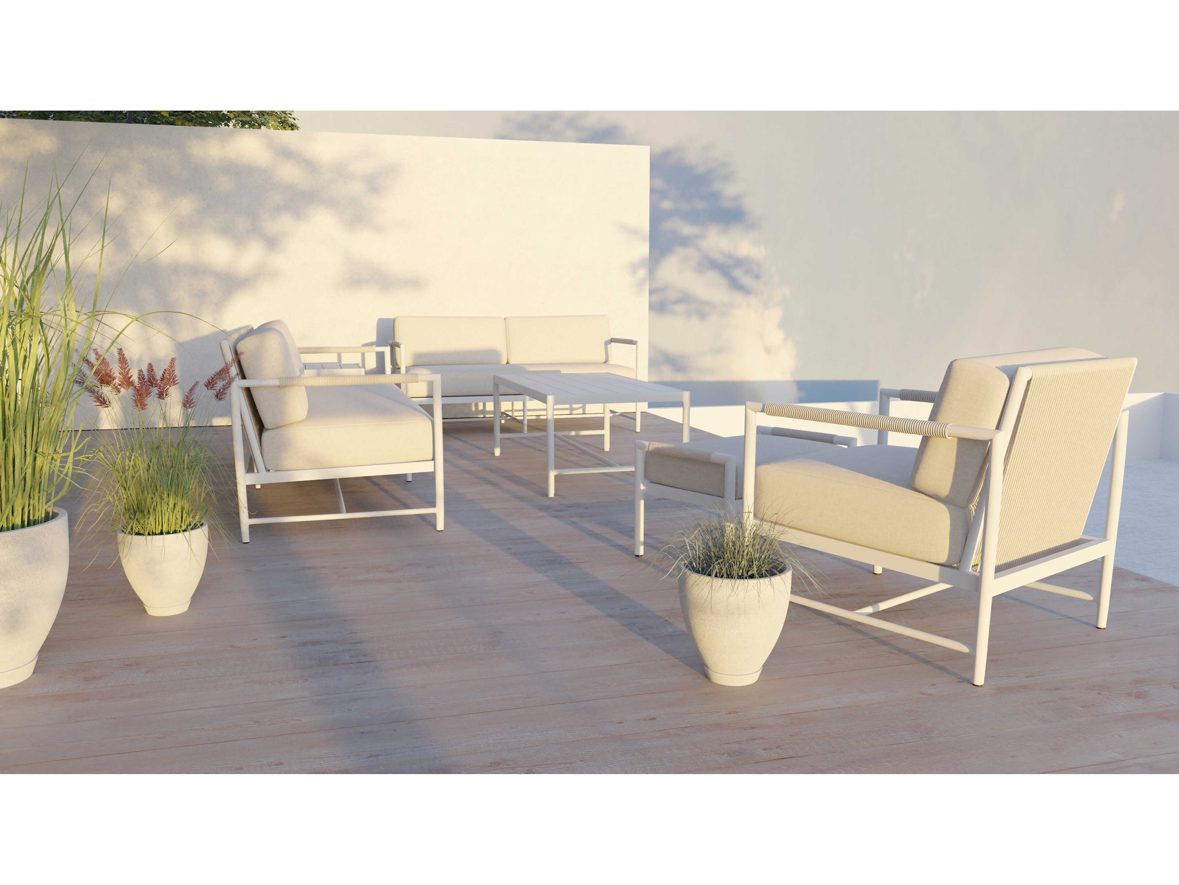 Sunset West Sabbia White Aluminum Cushion Loveseat