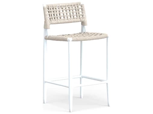 Sunset West Bahia Rope Aluminum Frost Outdoor Patio Bar Stool in Sand