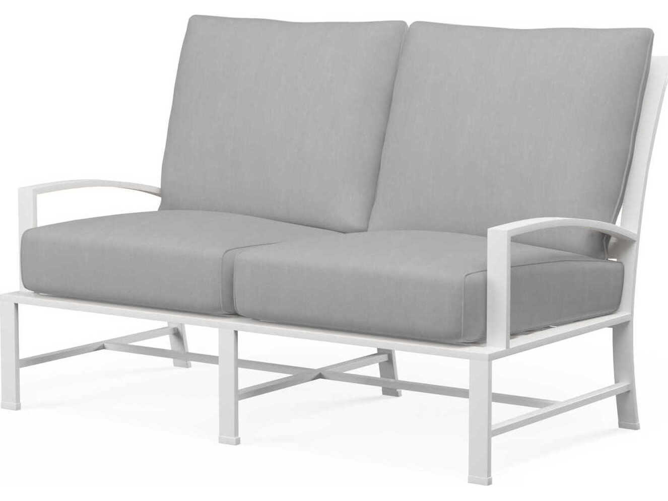 Sunset West Bristol White Aluminum Cushion Loveseat