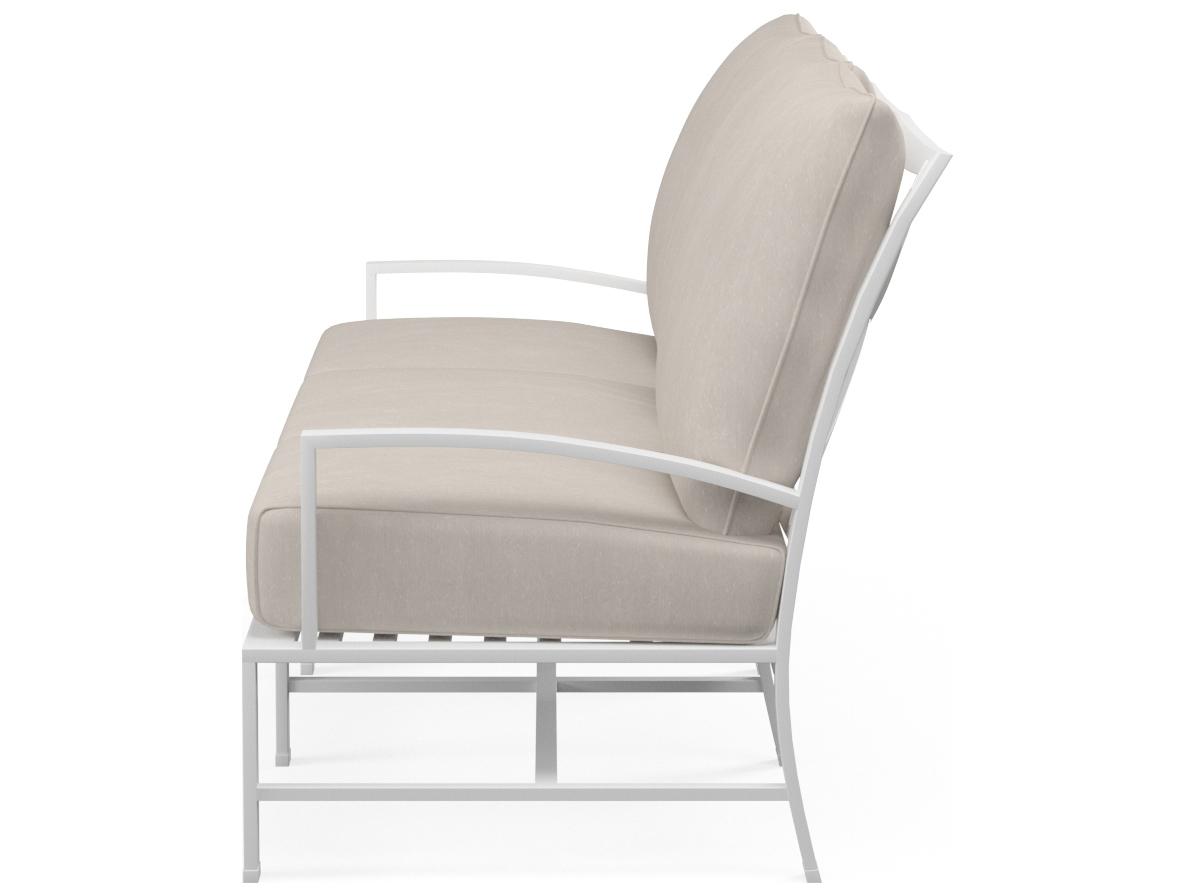 Sunset West Bristol Aluminum Frost Outdoor Sofa in Canvas Flax with self welt