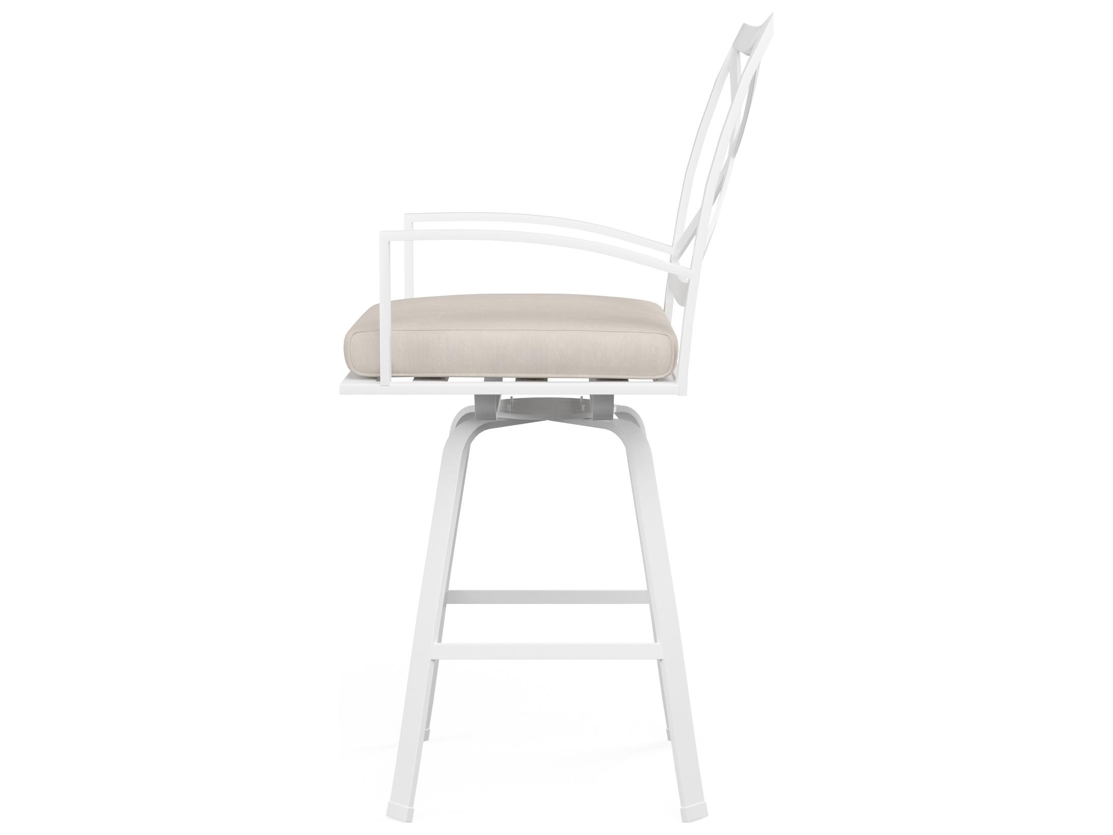Sunset West Bristol Aluminum Frost Swivel Counter stool in Canvas Flax with self welt