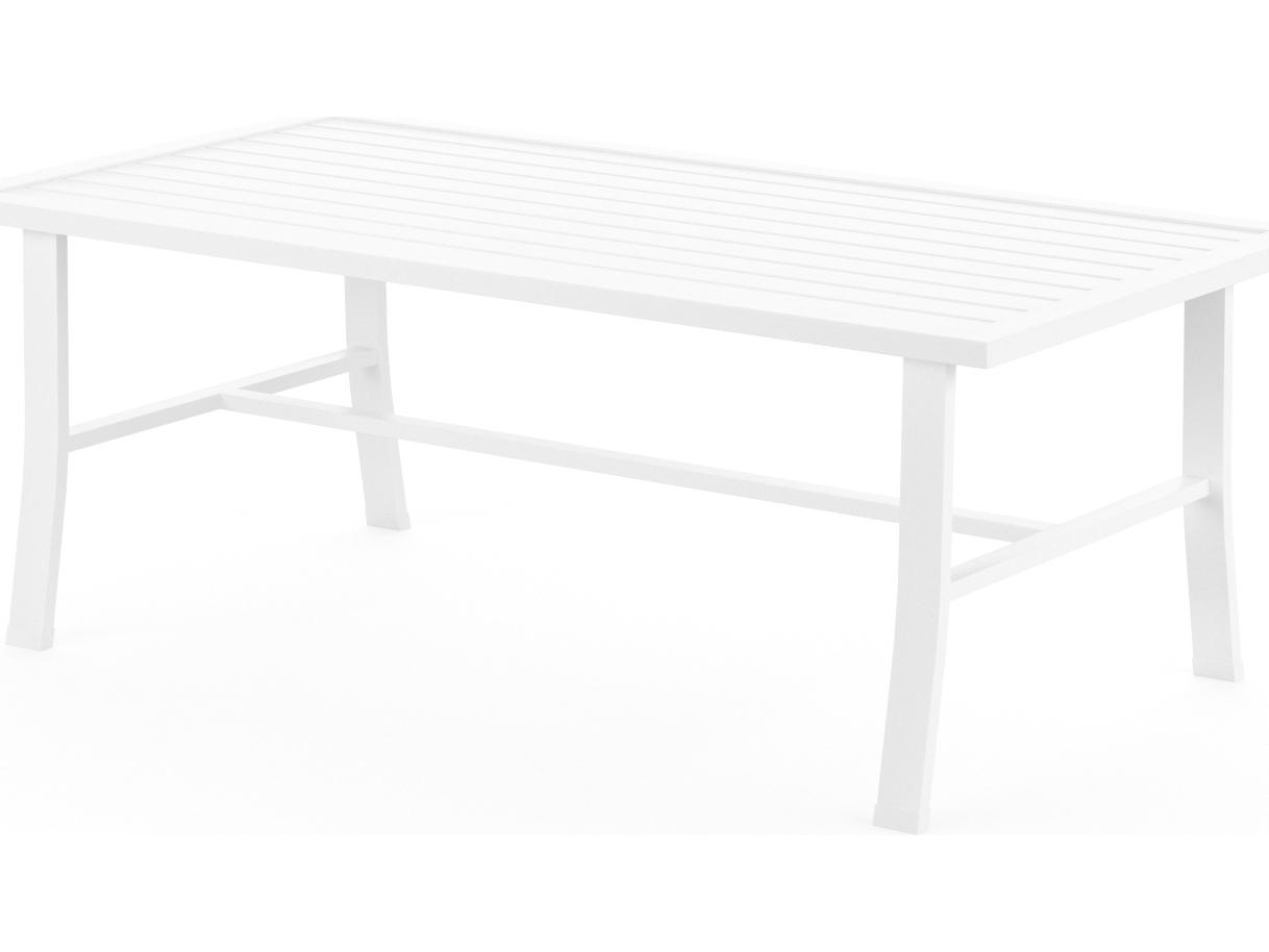 Sunset West Bristol Aluminum Frost Rectangular Outdoor Patio Coffee Table