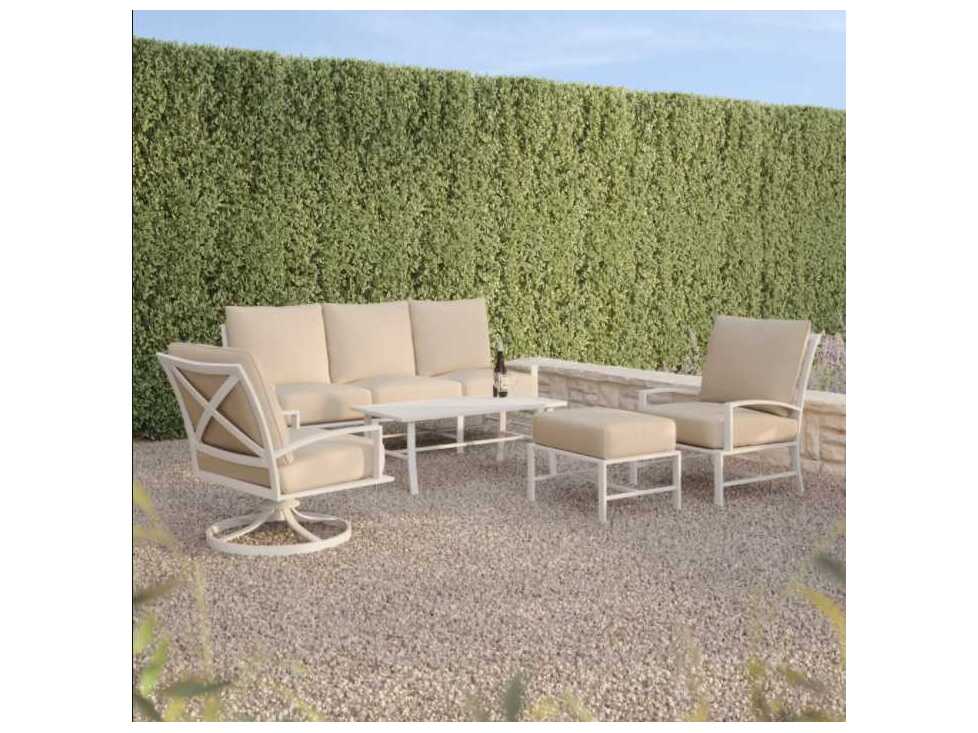 Sunset West Bristol White Aluminum Cushion Ottoman