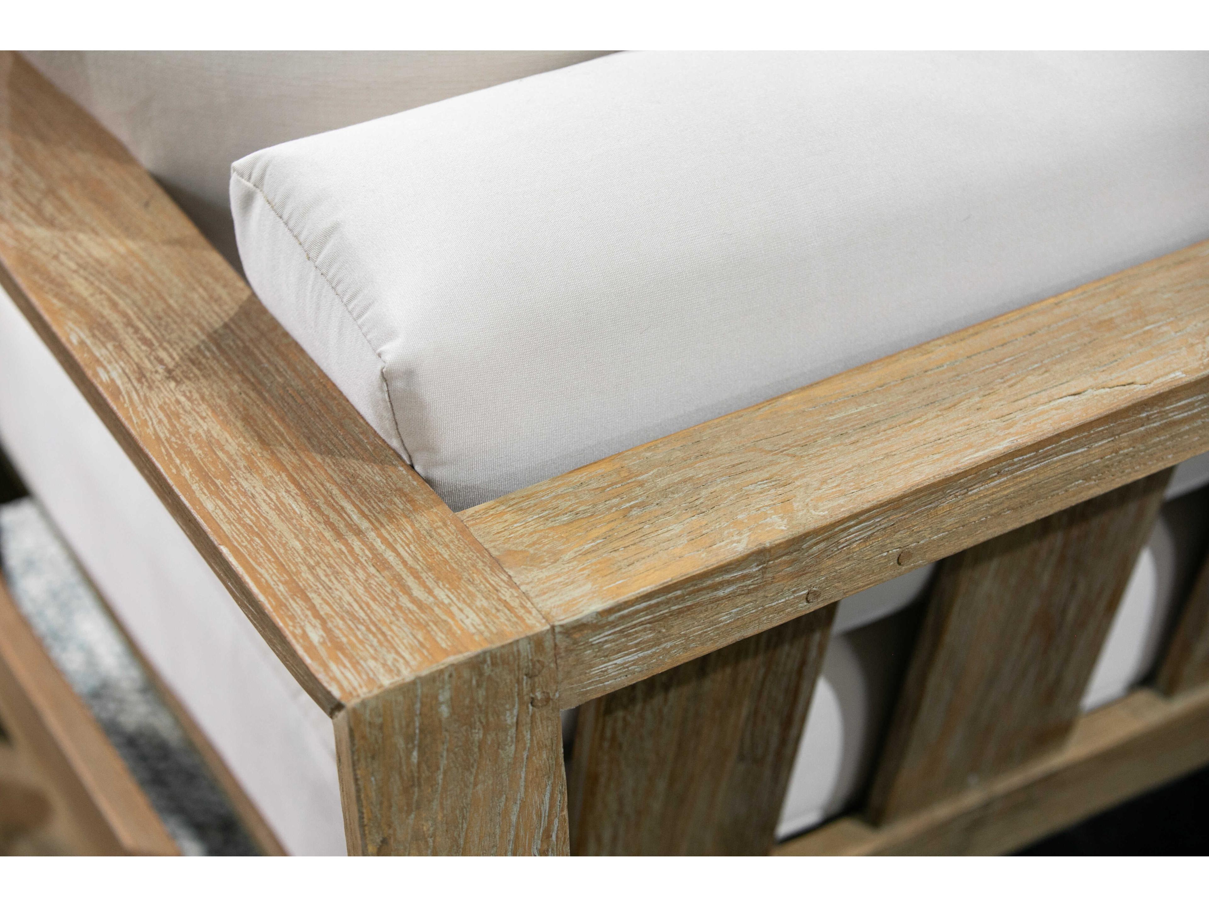 Sunset West Coastal Teak Light Wood Cushion Sofa