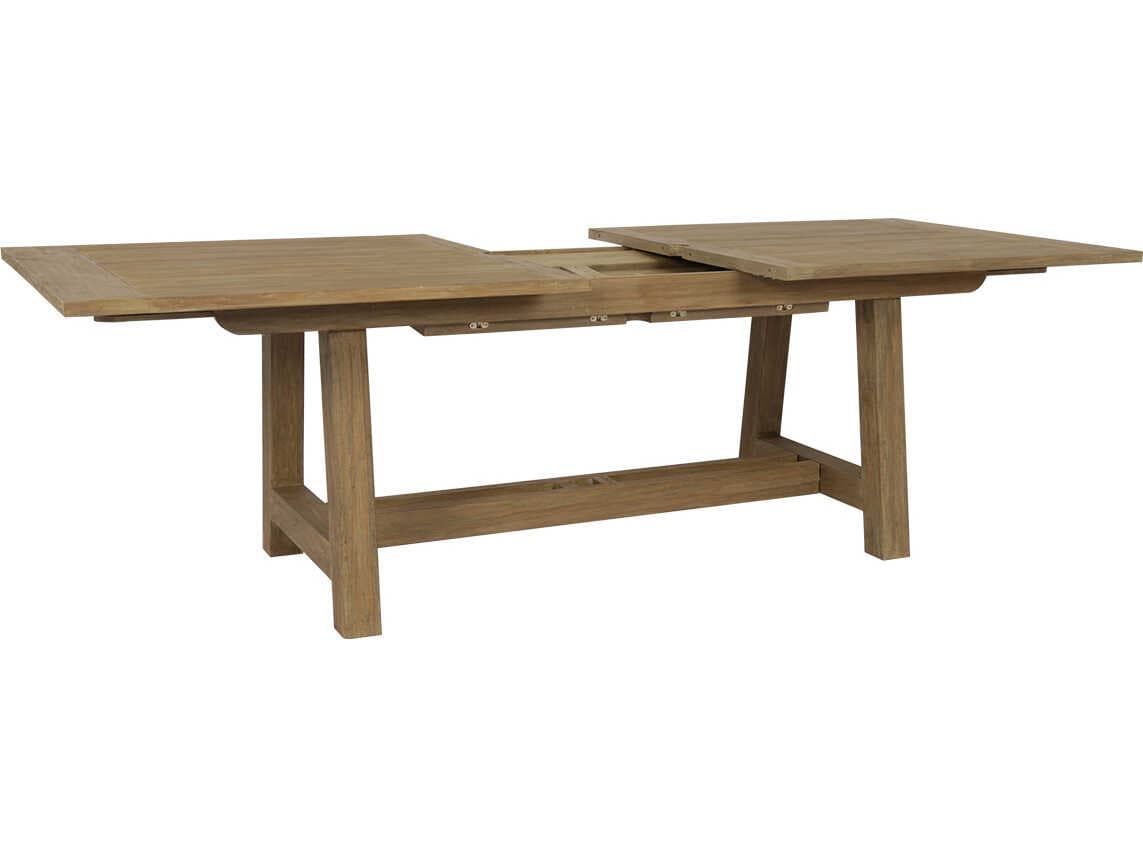 Sunset West Teak Rectangular Umbrella Hole Outdoor Patio Dining Table