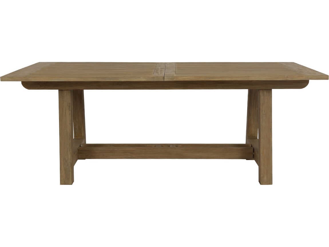 Sunset West Teak Rectangular Umbrella Hole Outdoor Patio Dining Table