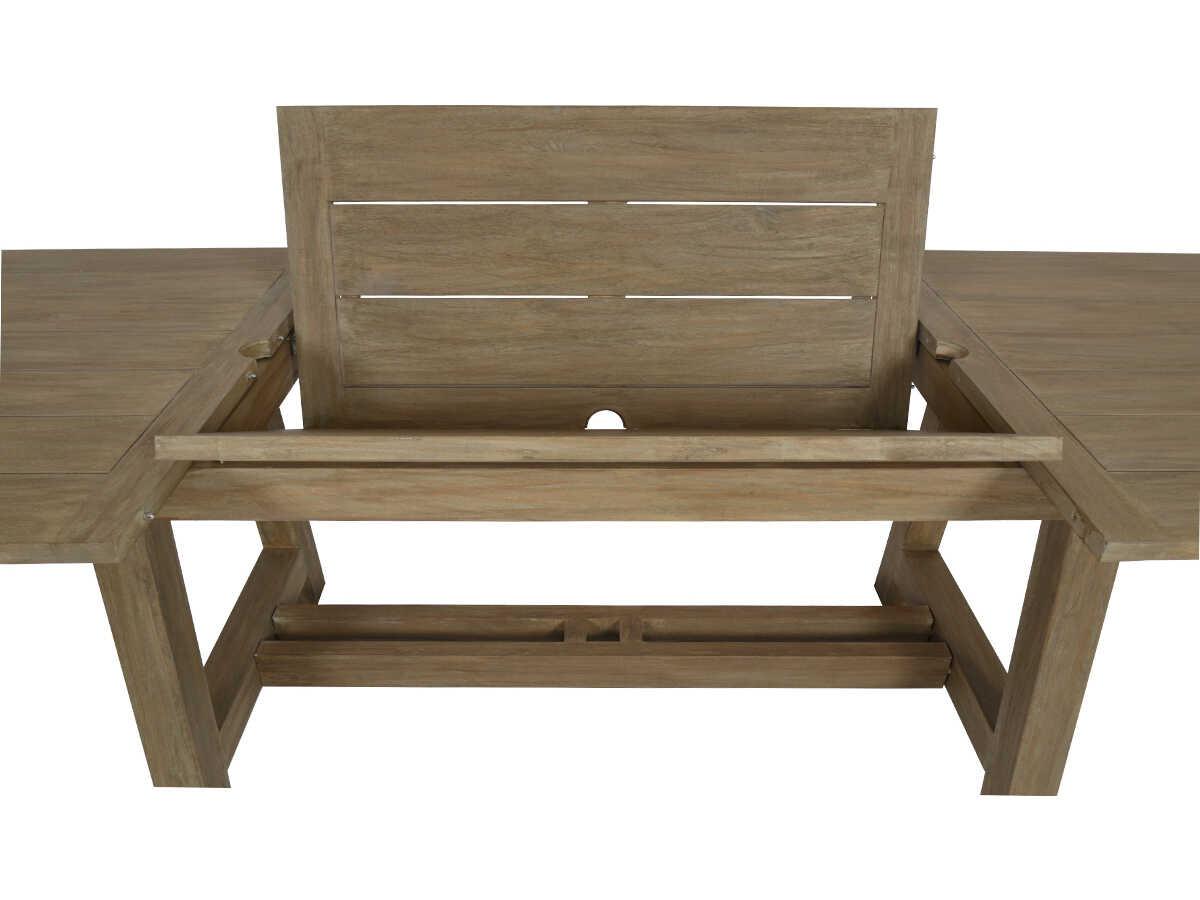 Sunset West Teak Rectangular Umbrella Hole Outdoor Patio Dining Table