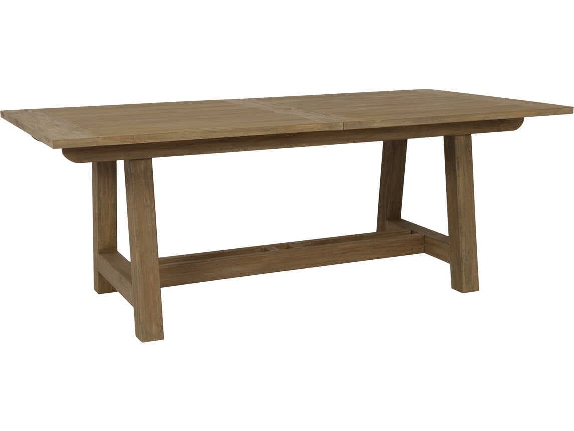 Sunset West Teak Rectangular Umbrella Hole Outdoor Patio Dining Table