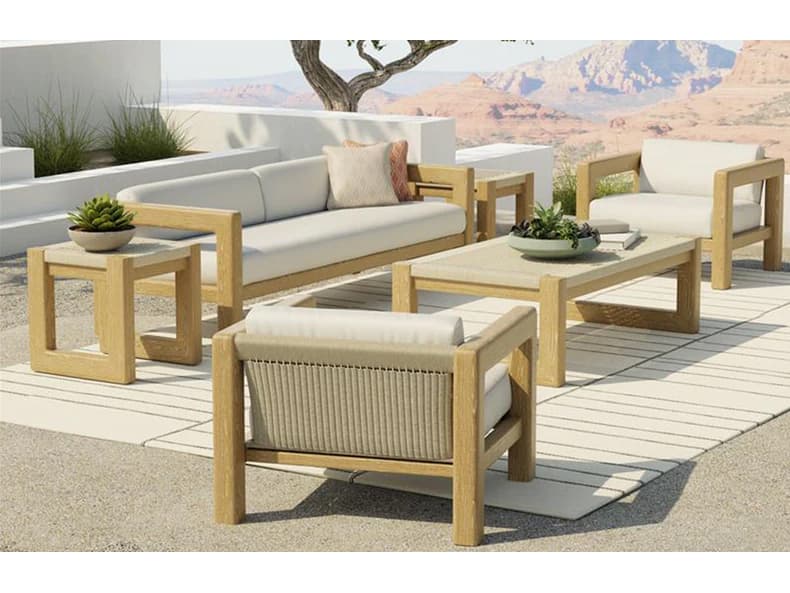 Sunset West Sedona Wicker Teak Natural Outdoor Patio Lounge Chair