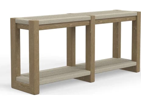 Sunset West Sedona Wicker Teak Natural Rectangular Outdoor Patio Console Table
