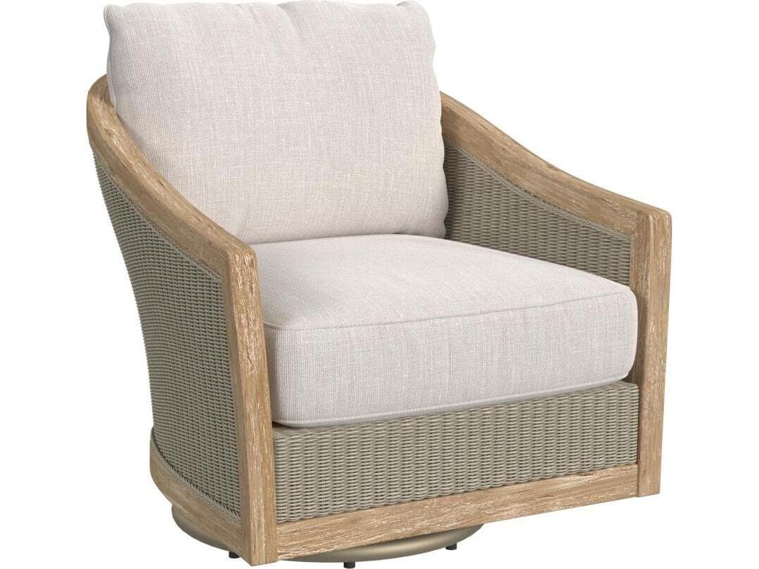 Sunset West Cambria Swivel Club Chair in Canvas Canvas with Self Welt