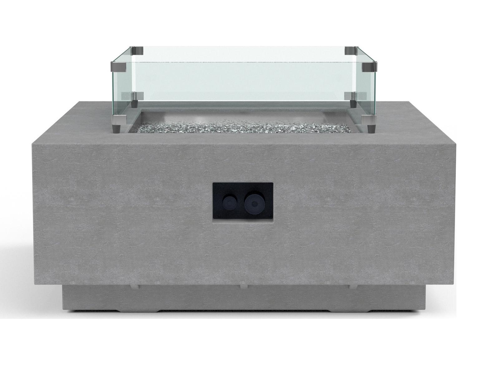 Sunset West Gravelstone Concrete Square Outdoor Patio Fire Pit Table