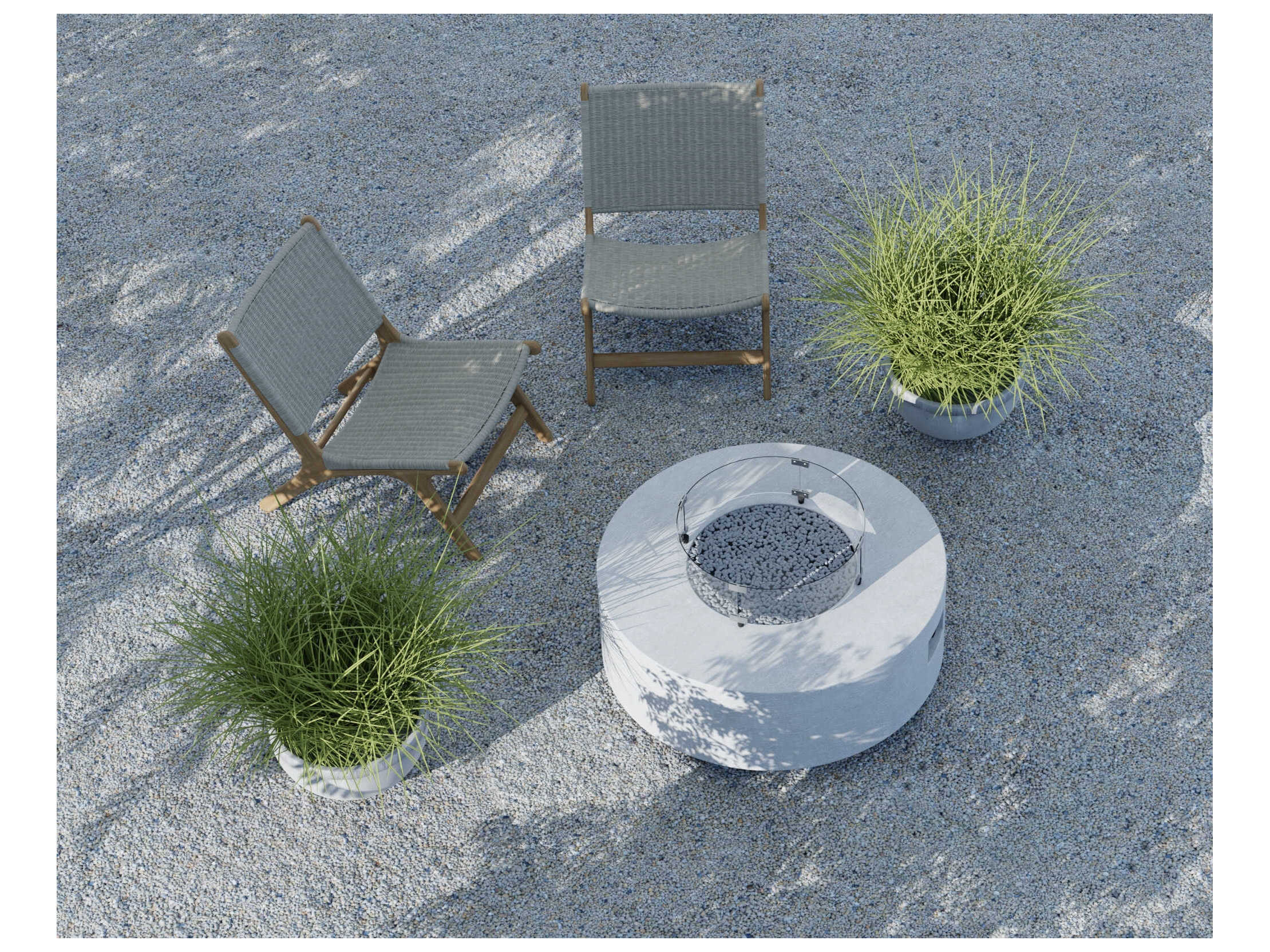 Sunset West Bazaar Gravelstone Concrete Round Fire Pit Table