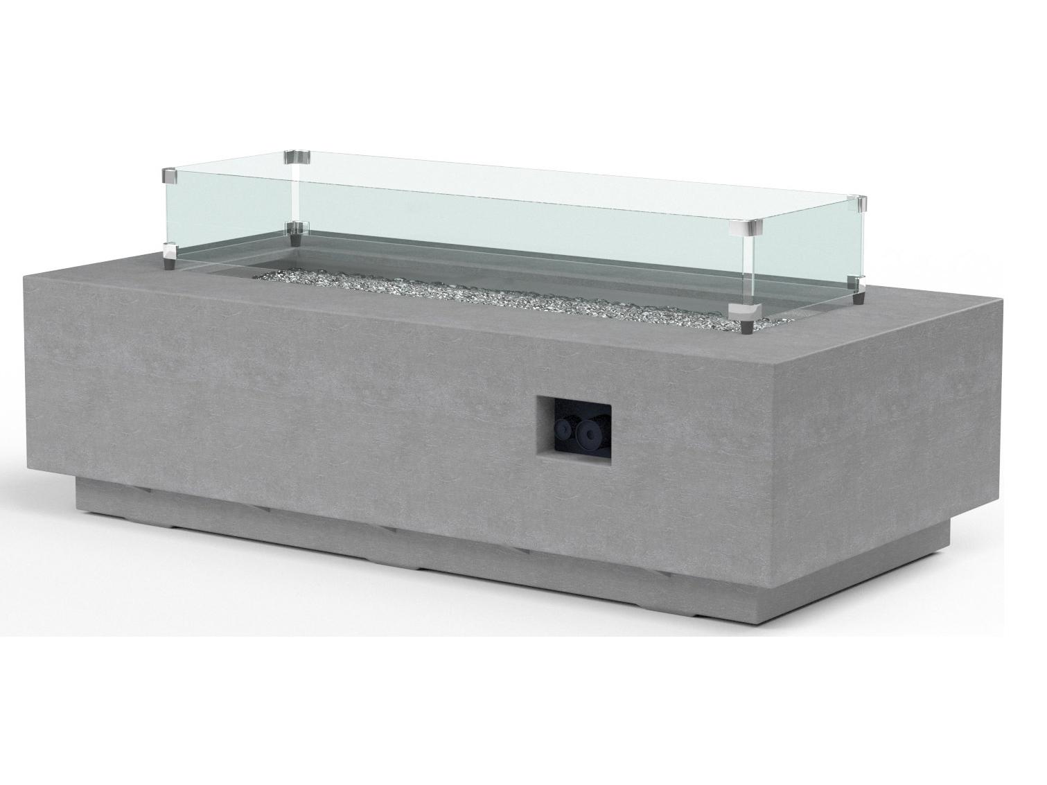 Sunset West Gravelstone Concrete Rectangular Outdoor Fire Pit Table