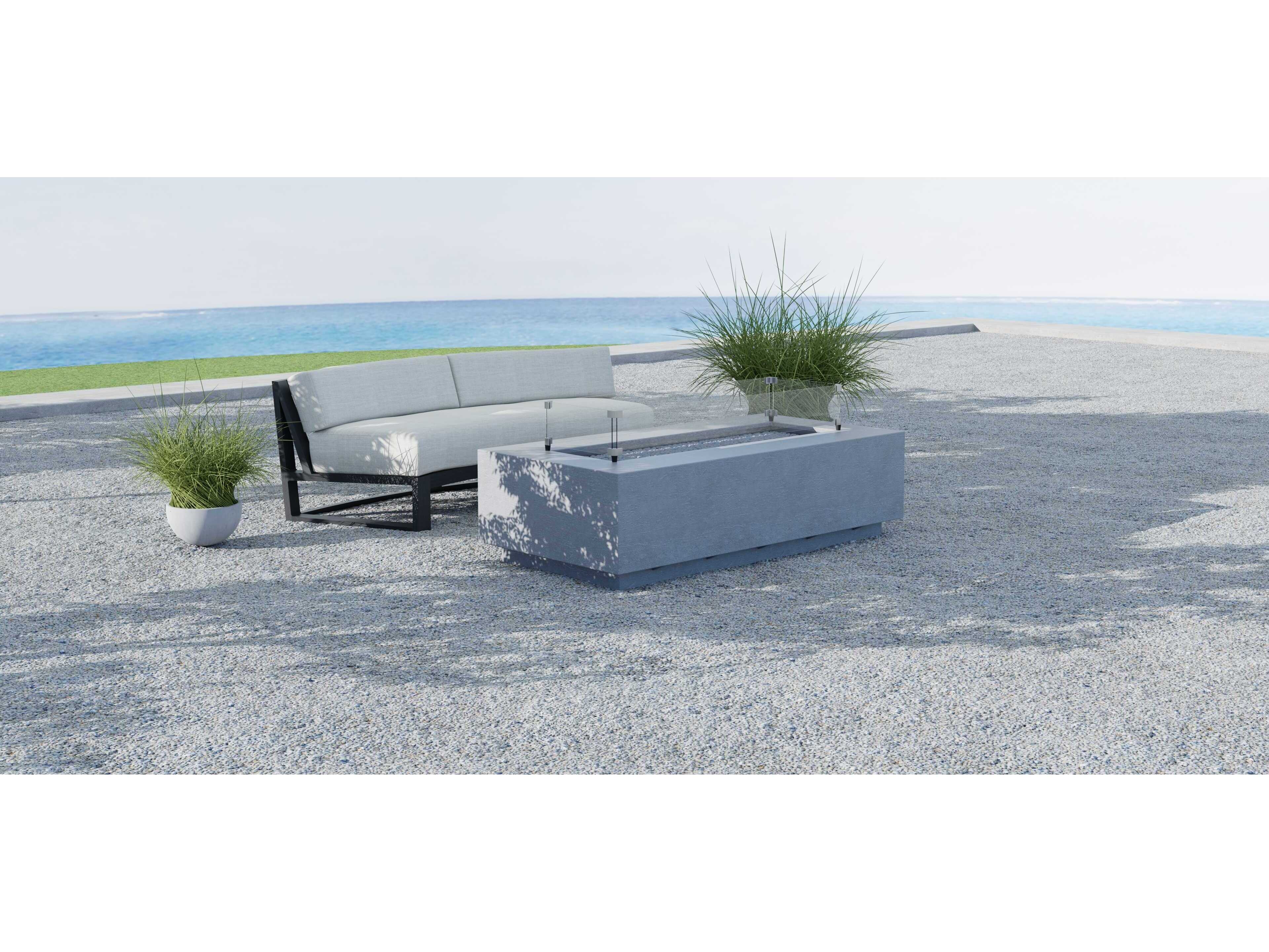 Sunset West Bazaar Gravelstone Concrete Rectangular Fire Pit Table