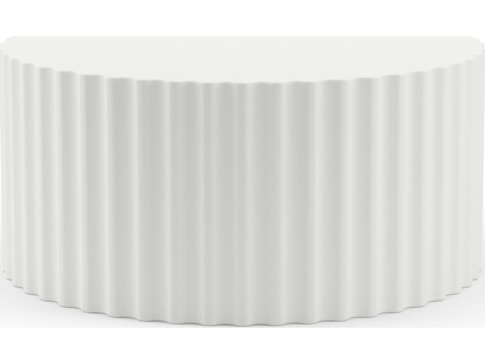 Sunset West Athena Concrete Round Patio Coffee Table in Bone