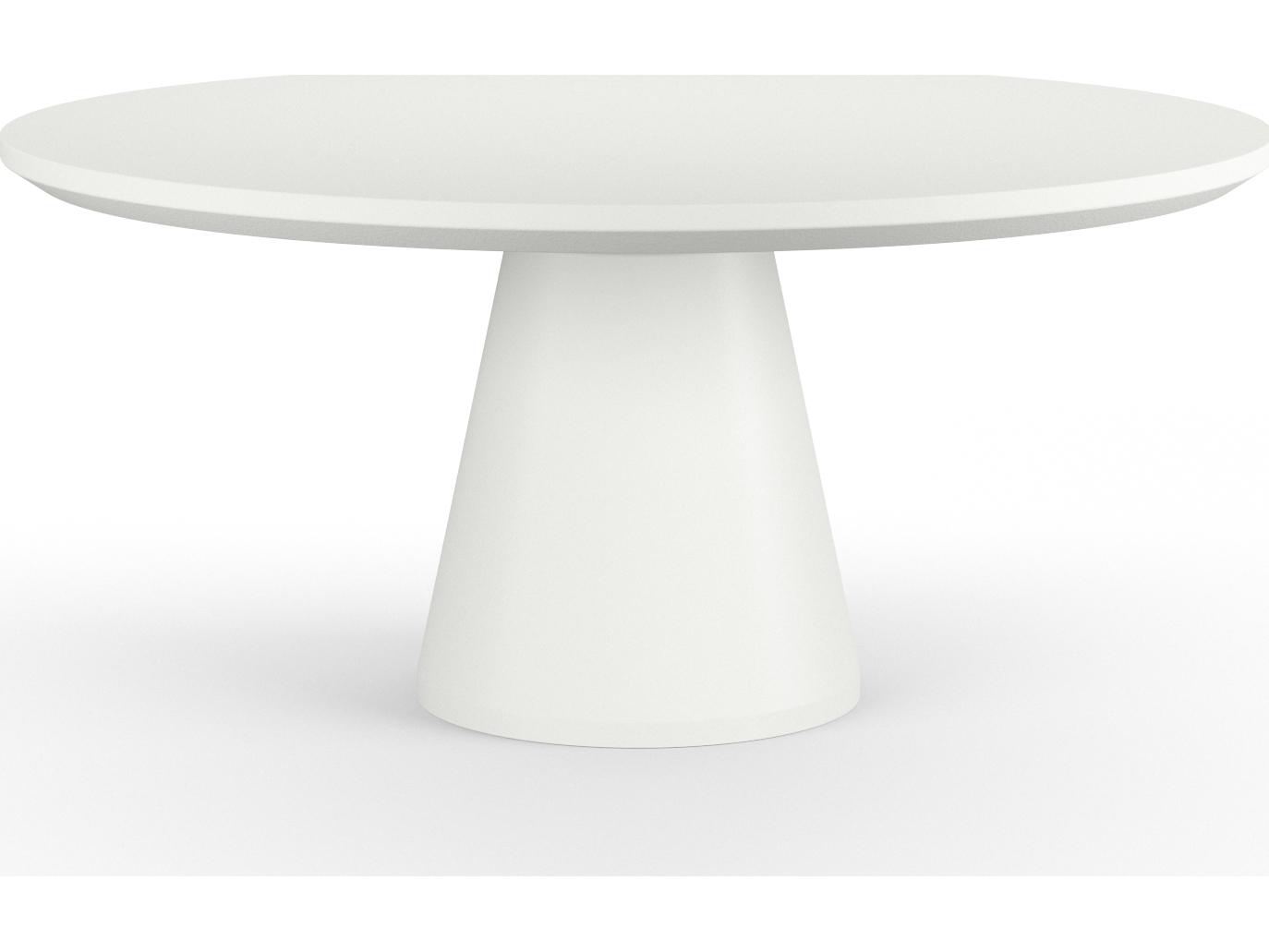 Sunset West Pedestal Round Outdoor Patio Dining Table in Bone