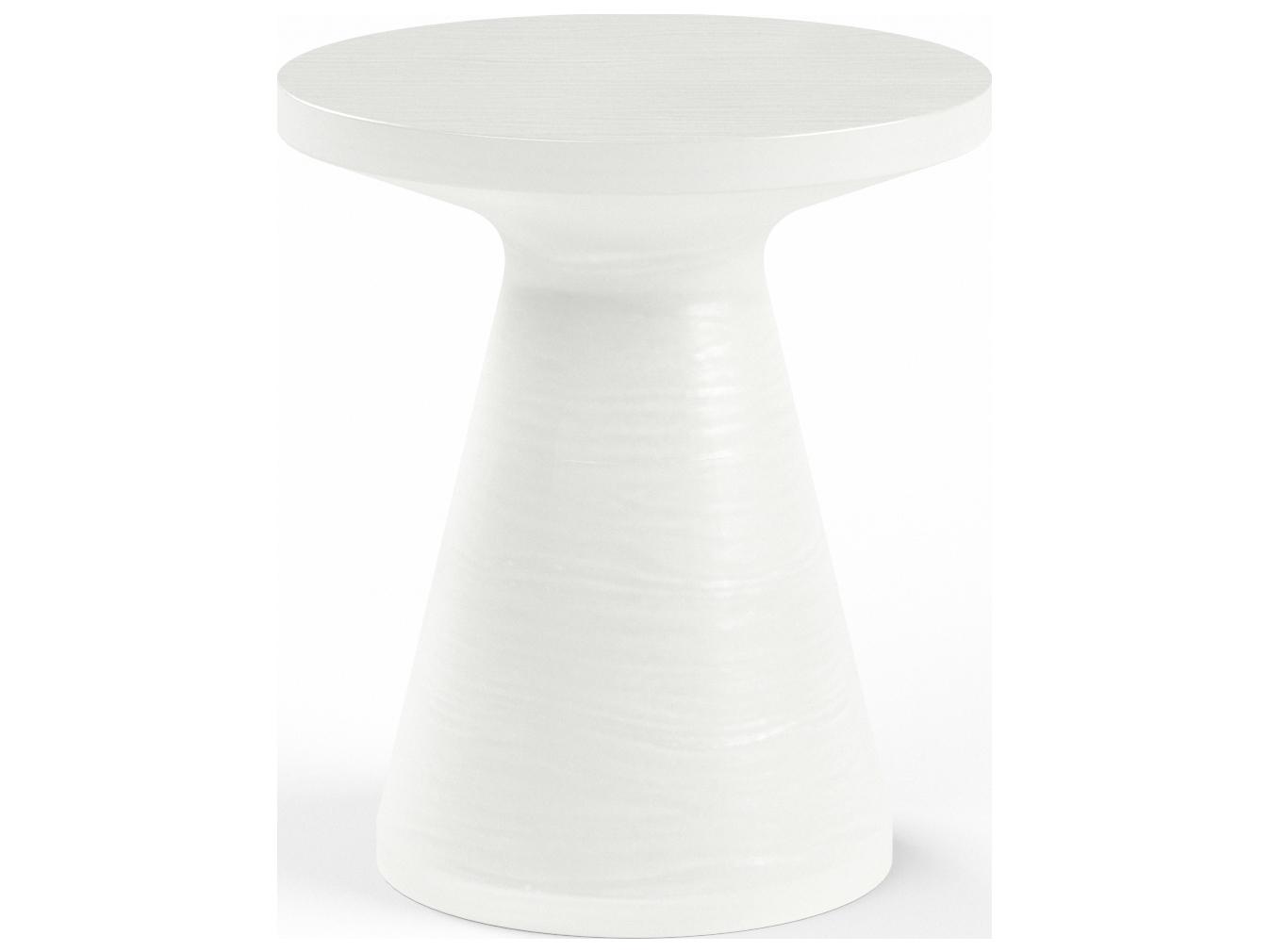 Sunset West GFRC Round Patio End Table in Bone