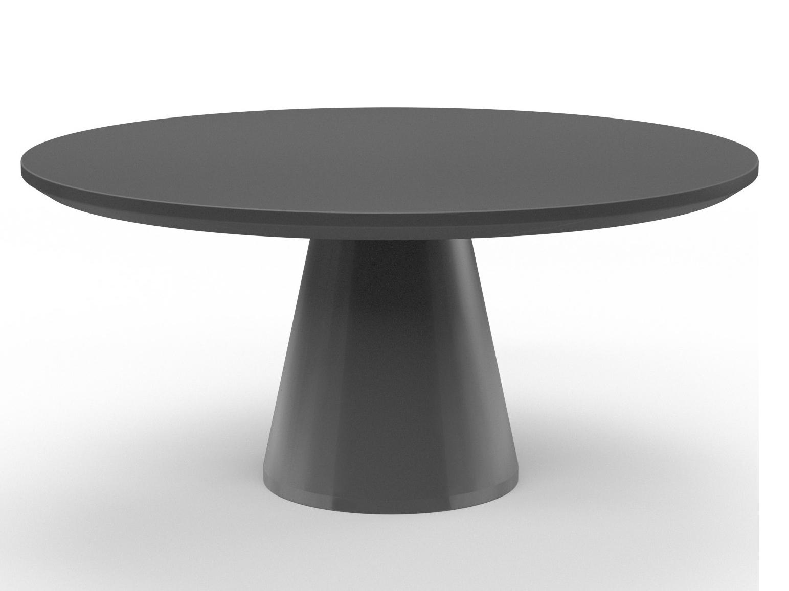 Sunset West Pedestal Round Patio Dining Table in Dark Grey