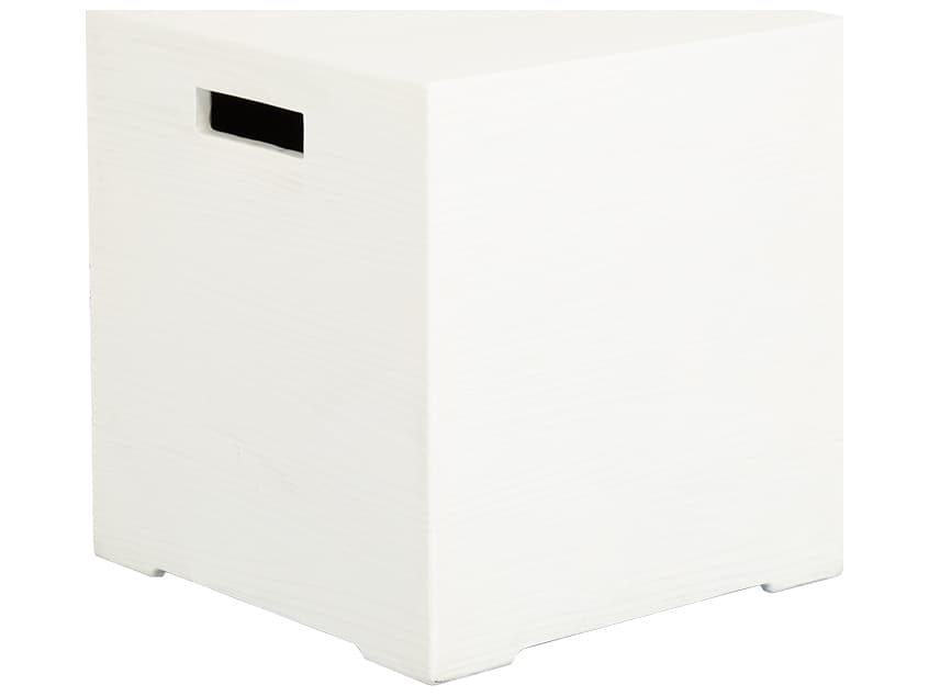 Sunset West GFRC Faux Bois Square Outdoor Patio End Table Tank Cover in Bone