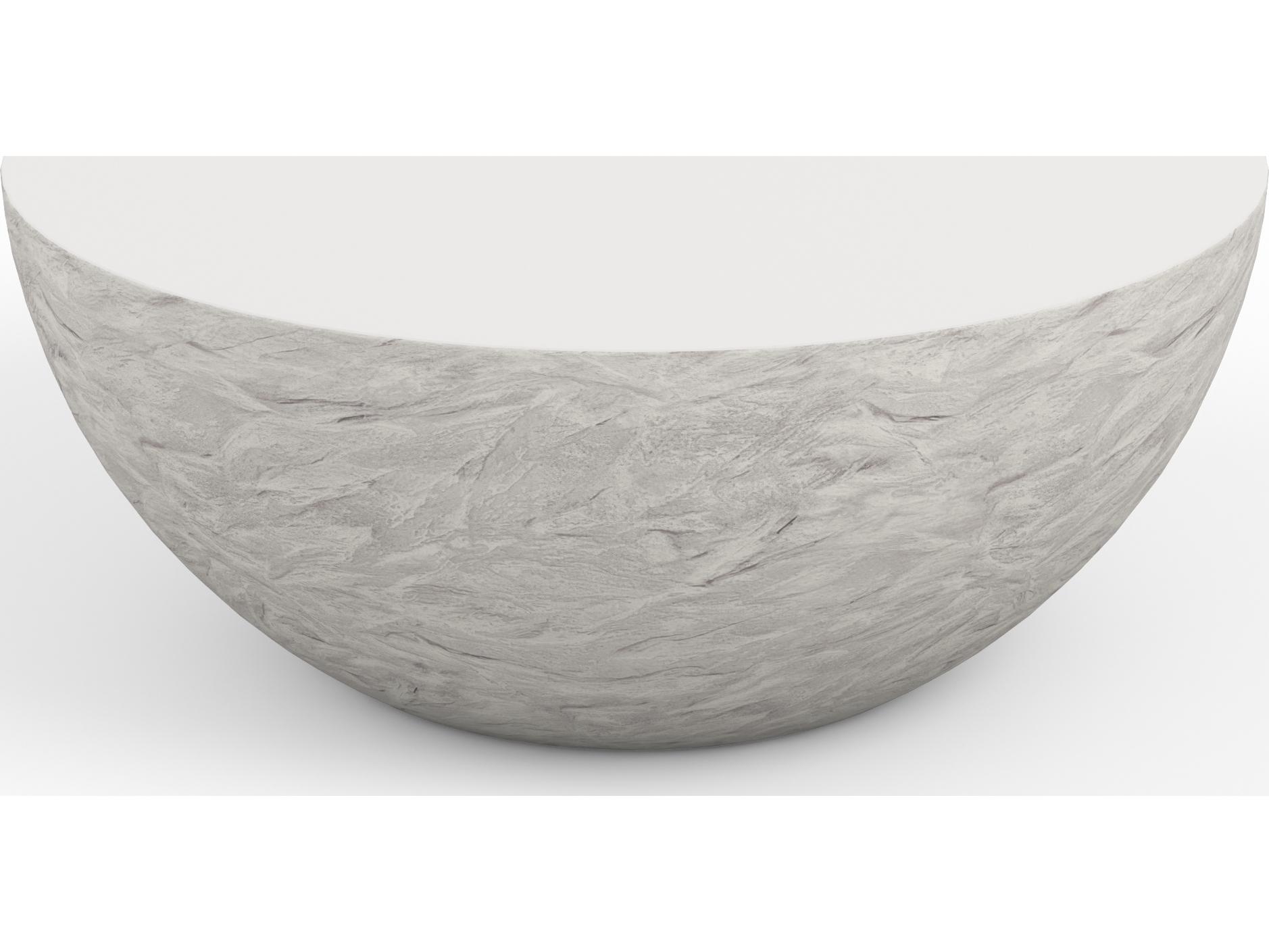 Sunset West Antique Stone Resin Bone White Round Bowl Outdoor Coffee Table
