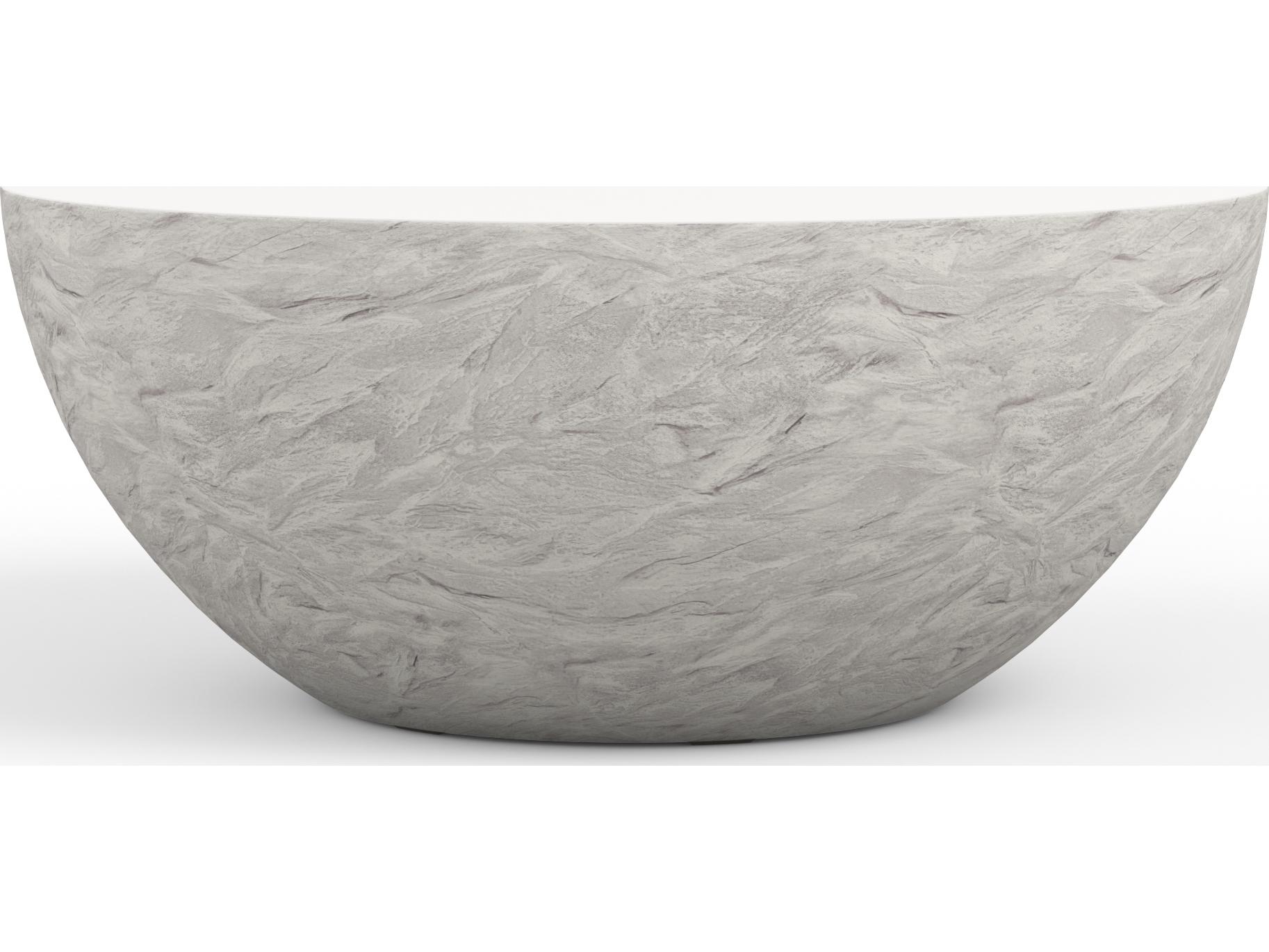 Sunset West Antique Stone Resin Bone White Round Bowl Outdoor Coffee Table