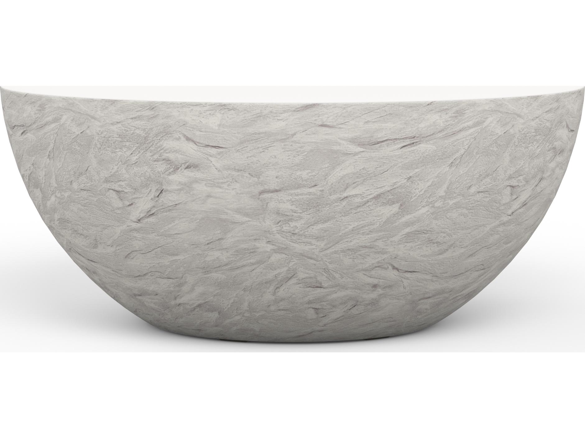 Sunset West Antique Stone Resin Bone White Round Bowl Outdoor Coffee Table