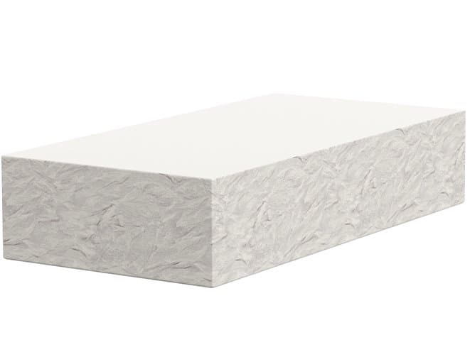 Sunset West Antique Stone Resin Bone White Rectangular Outdoor Patio Coffee Table