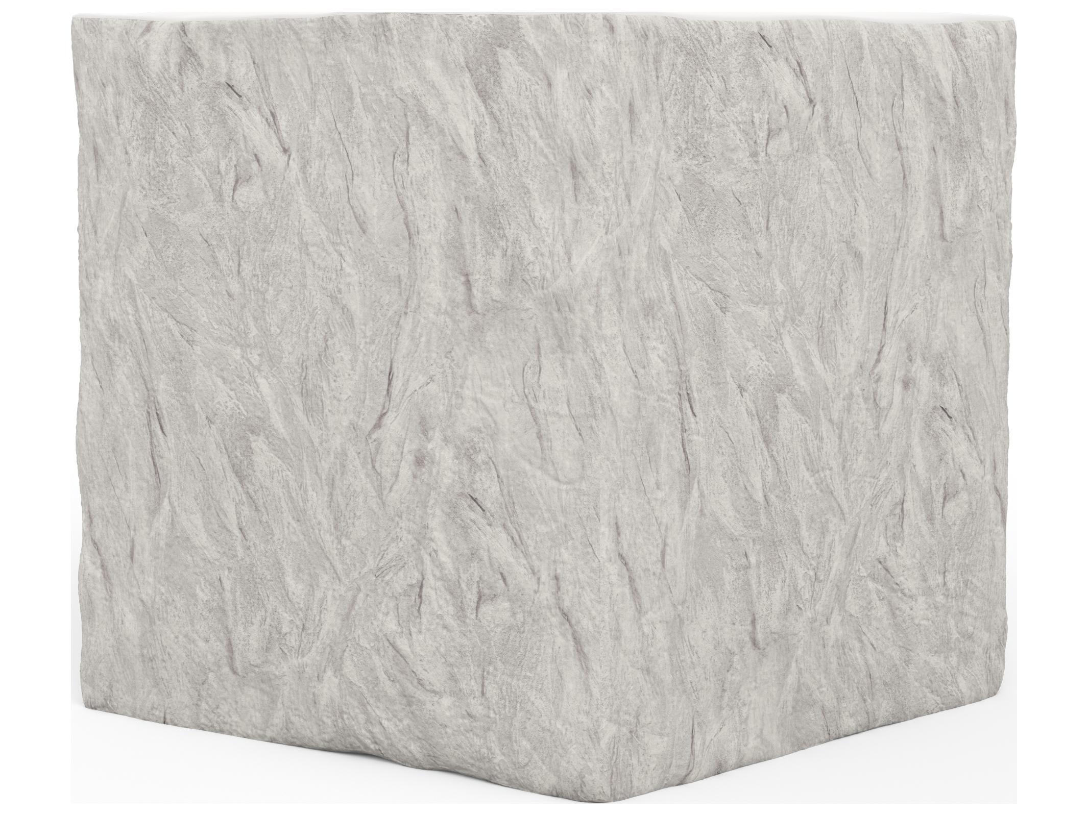 Sunset West Antique Stone Resin Bone White Square Outdoor Patio End Table