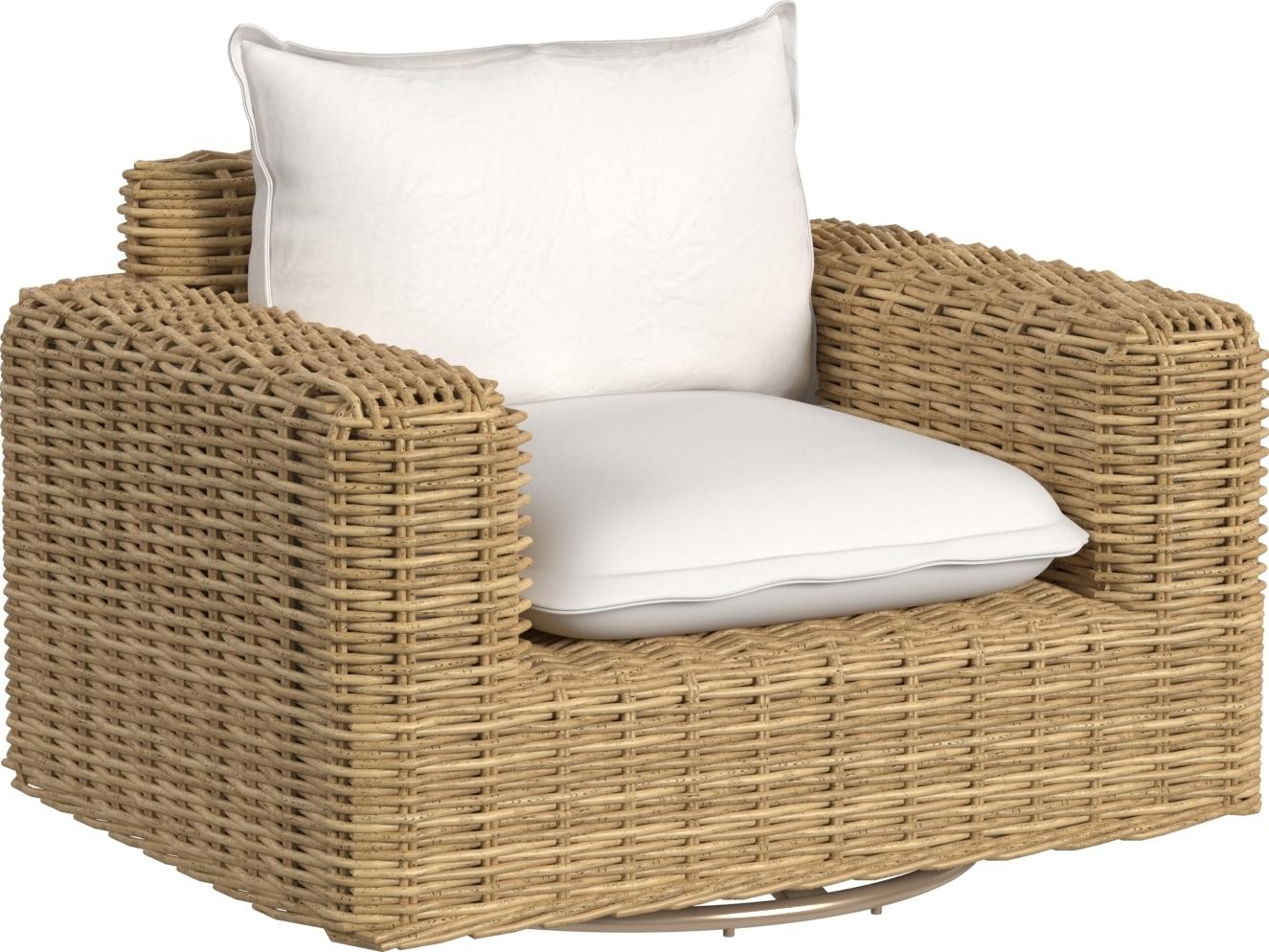 Sunset West Playa Oversized Swivel Club Chair in Soothe Pearl with Flange Welt