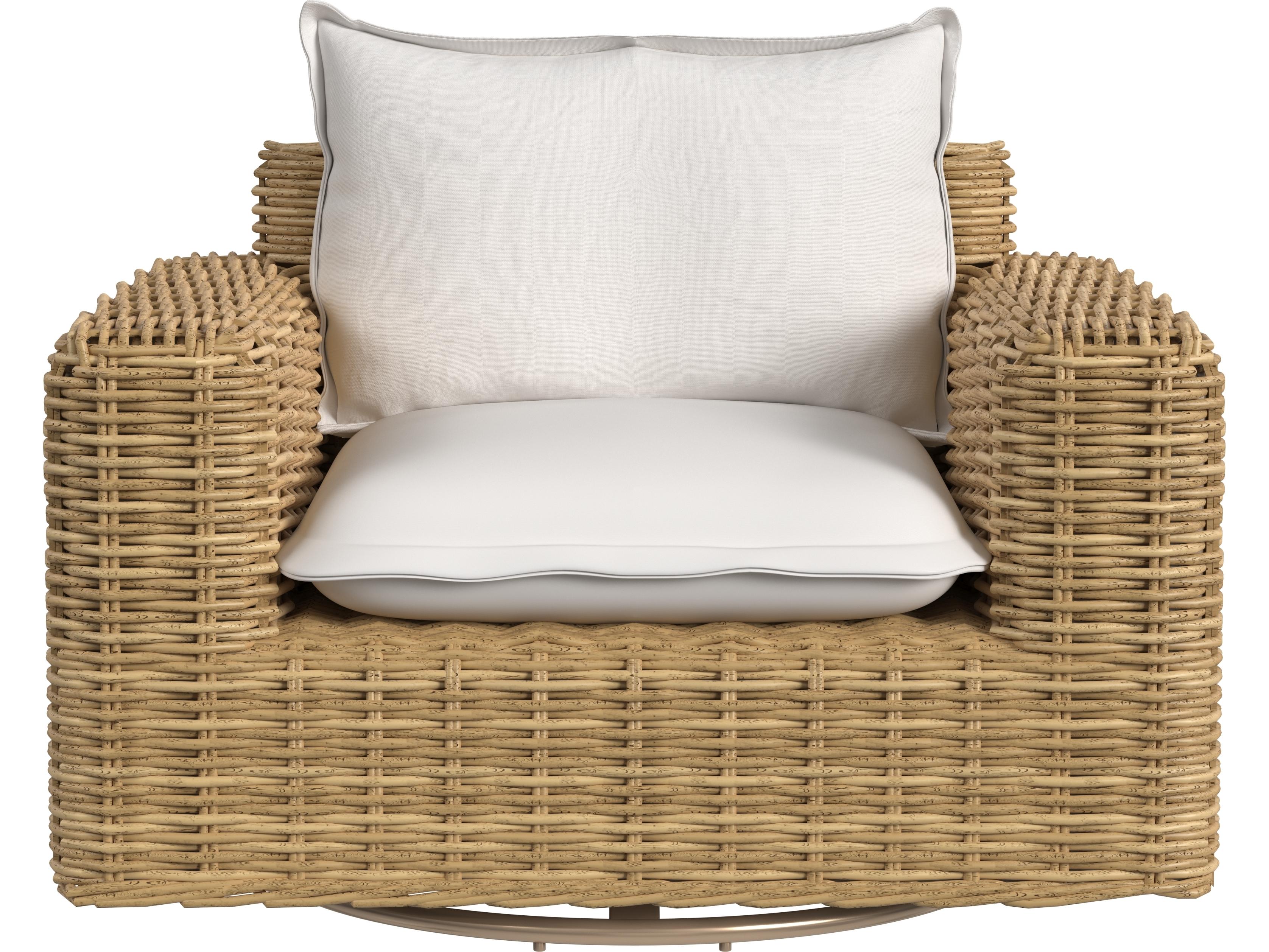 Sunset West Playa Oversized Swivel Club Chair in Soothe Pearl with Flange Welt