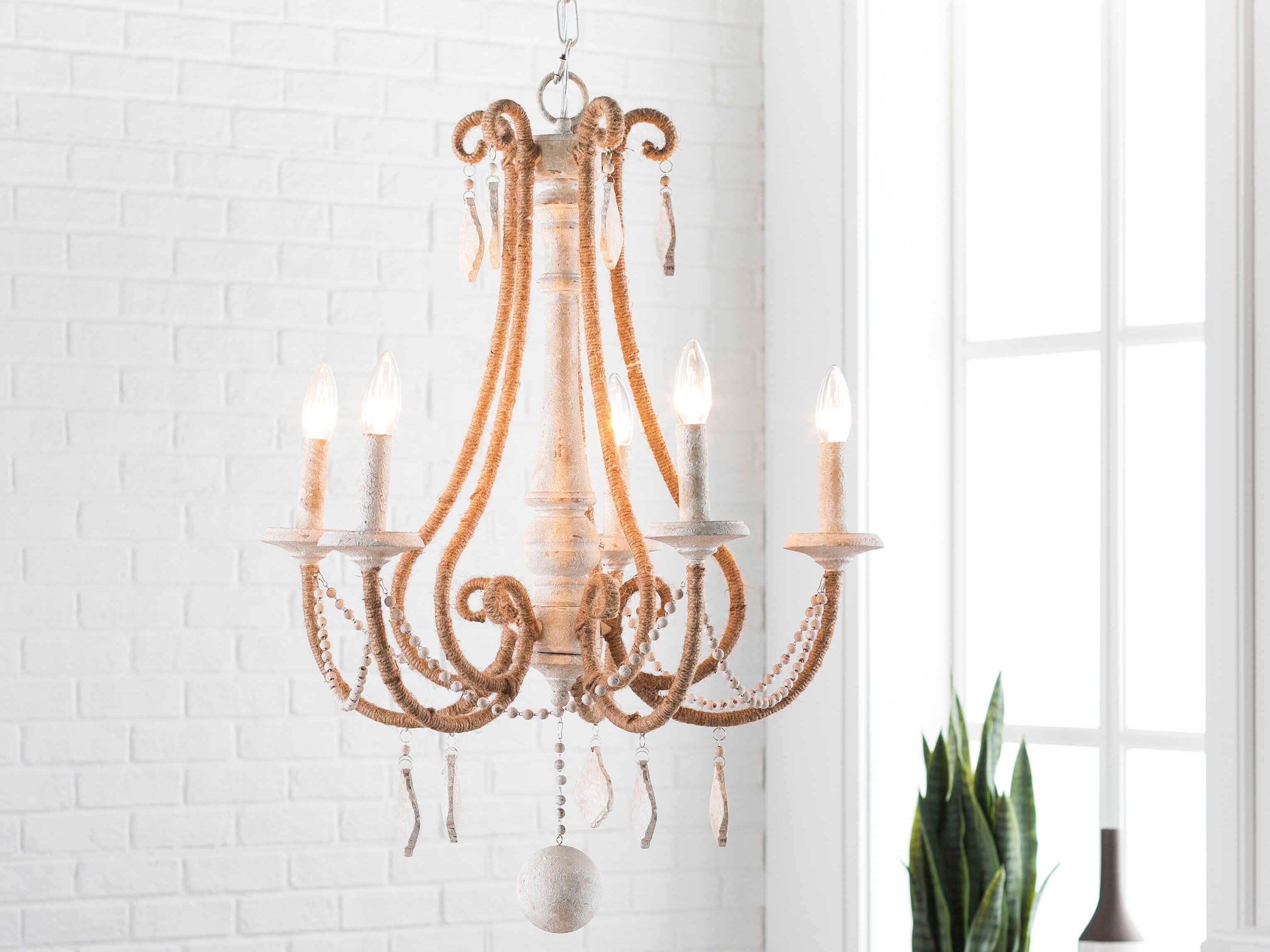 Surya Ambrose 5-Light Ivory White Chandelier