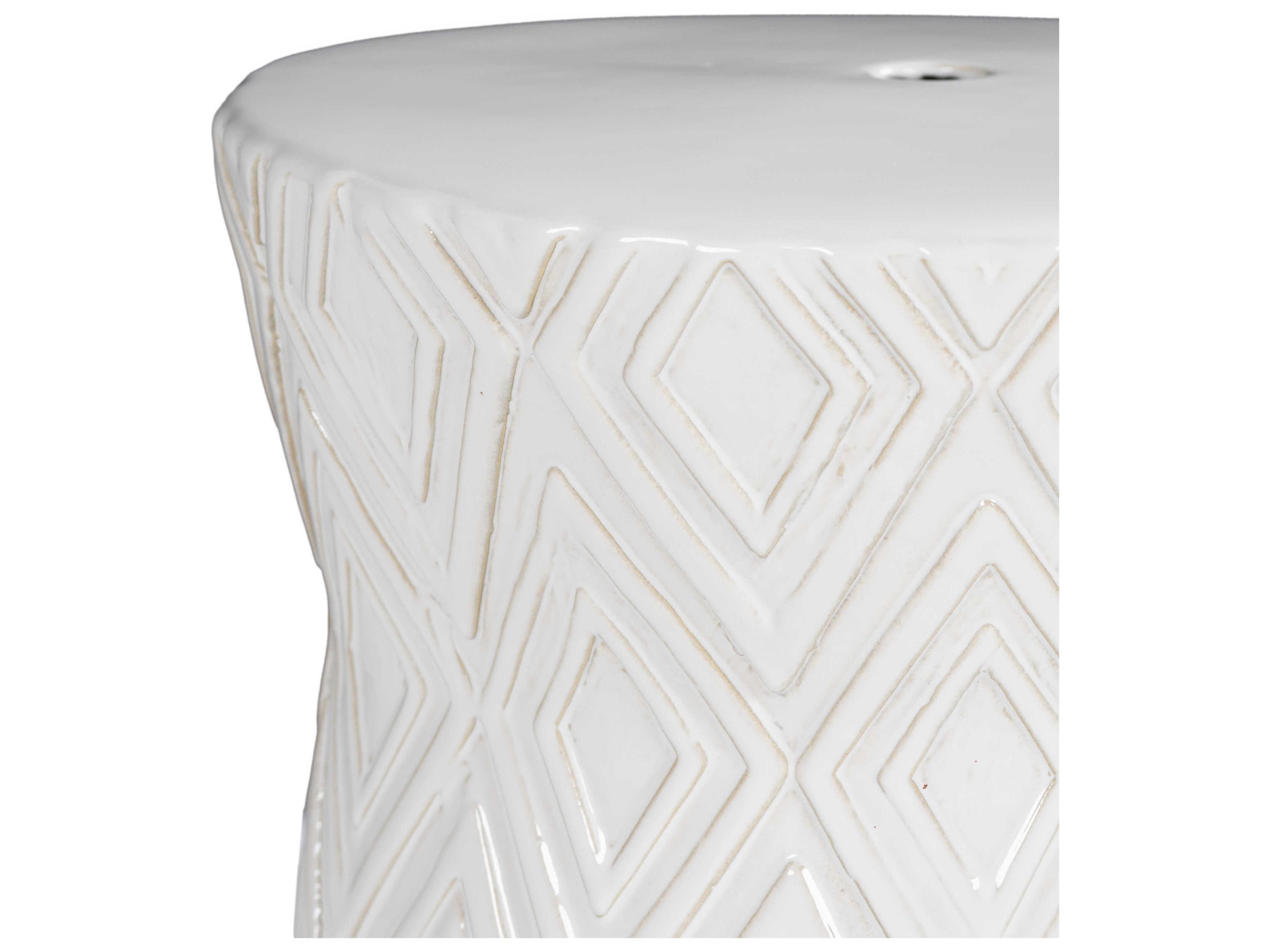 Surya Cali White Accent Stool