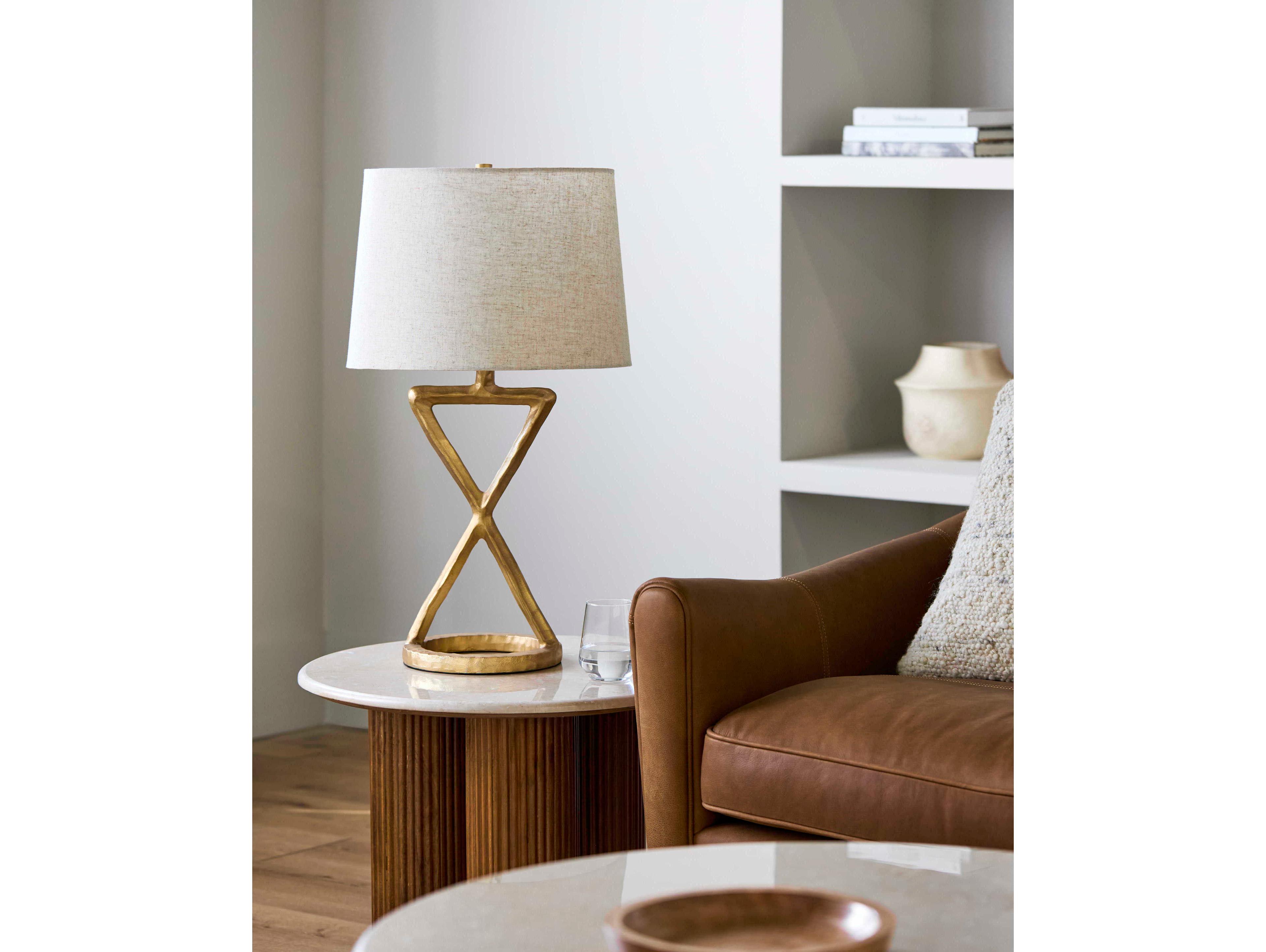 Surya Adaje Gold Beige Cotton Buffet Lamp